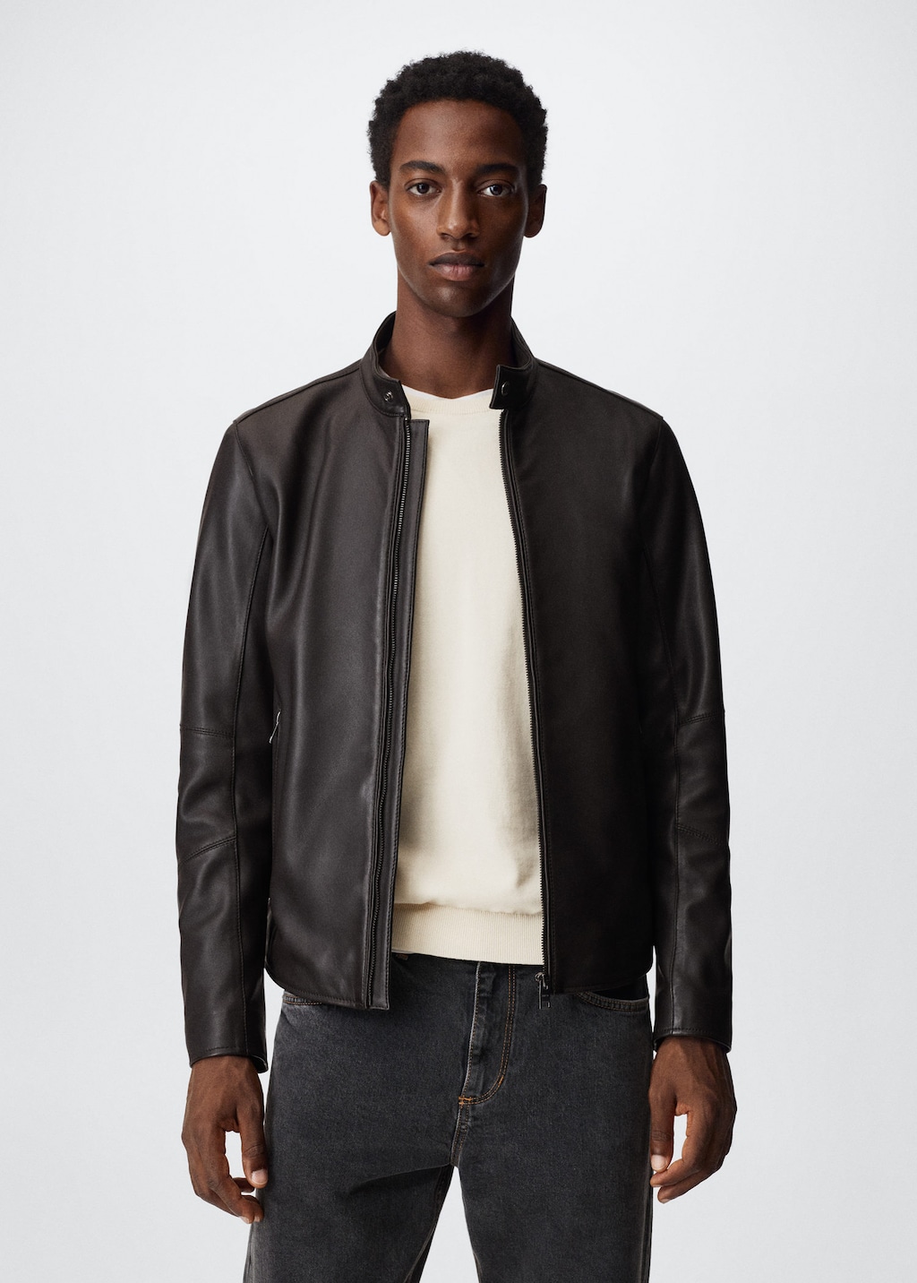 100% leather jacket - Man | Mango Man Angola