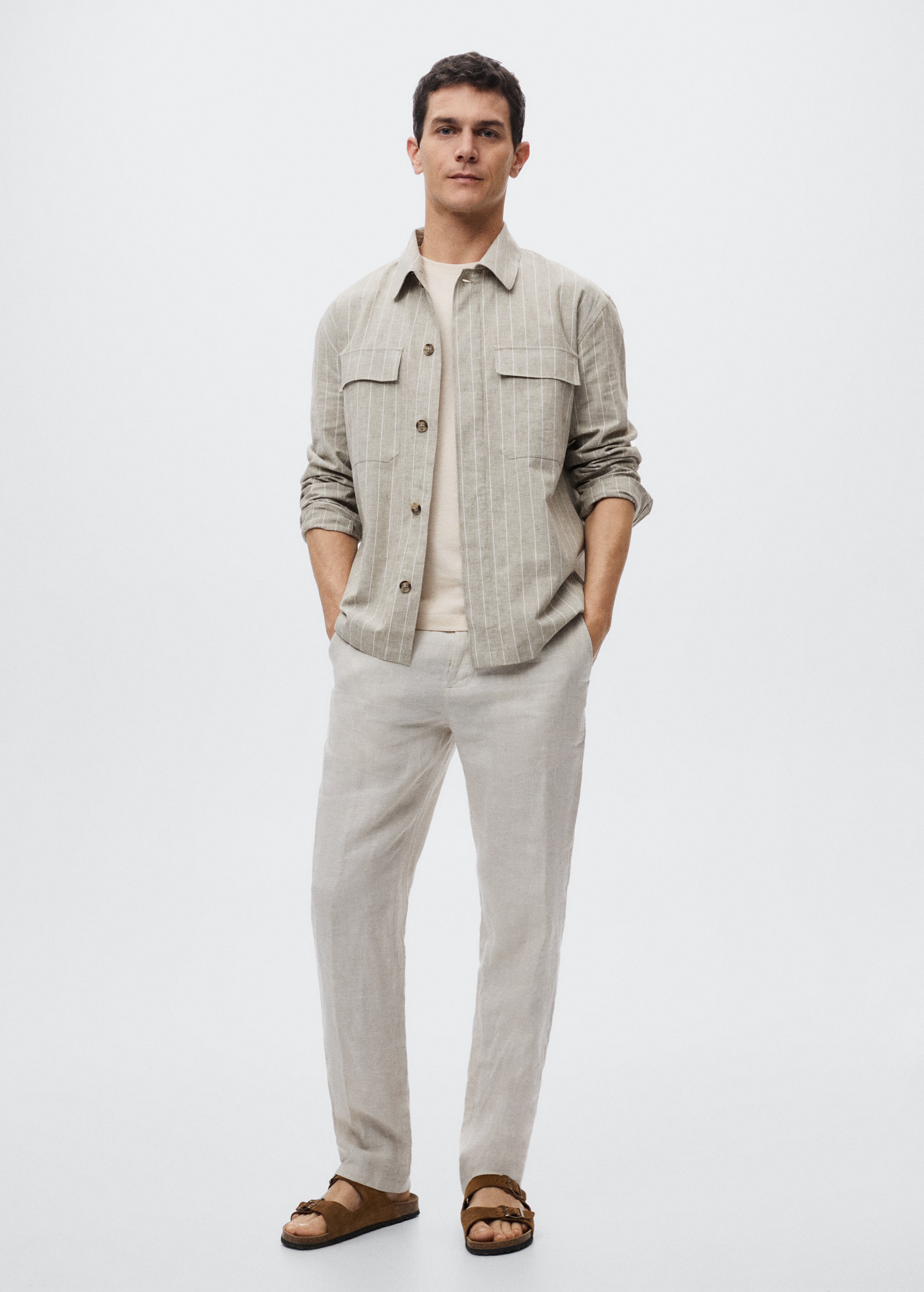 Striped cotton linen overshirt - General plane