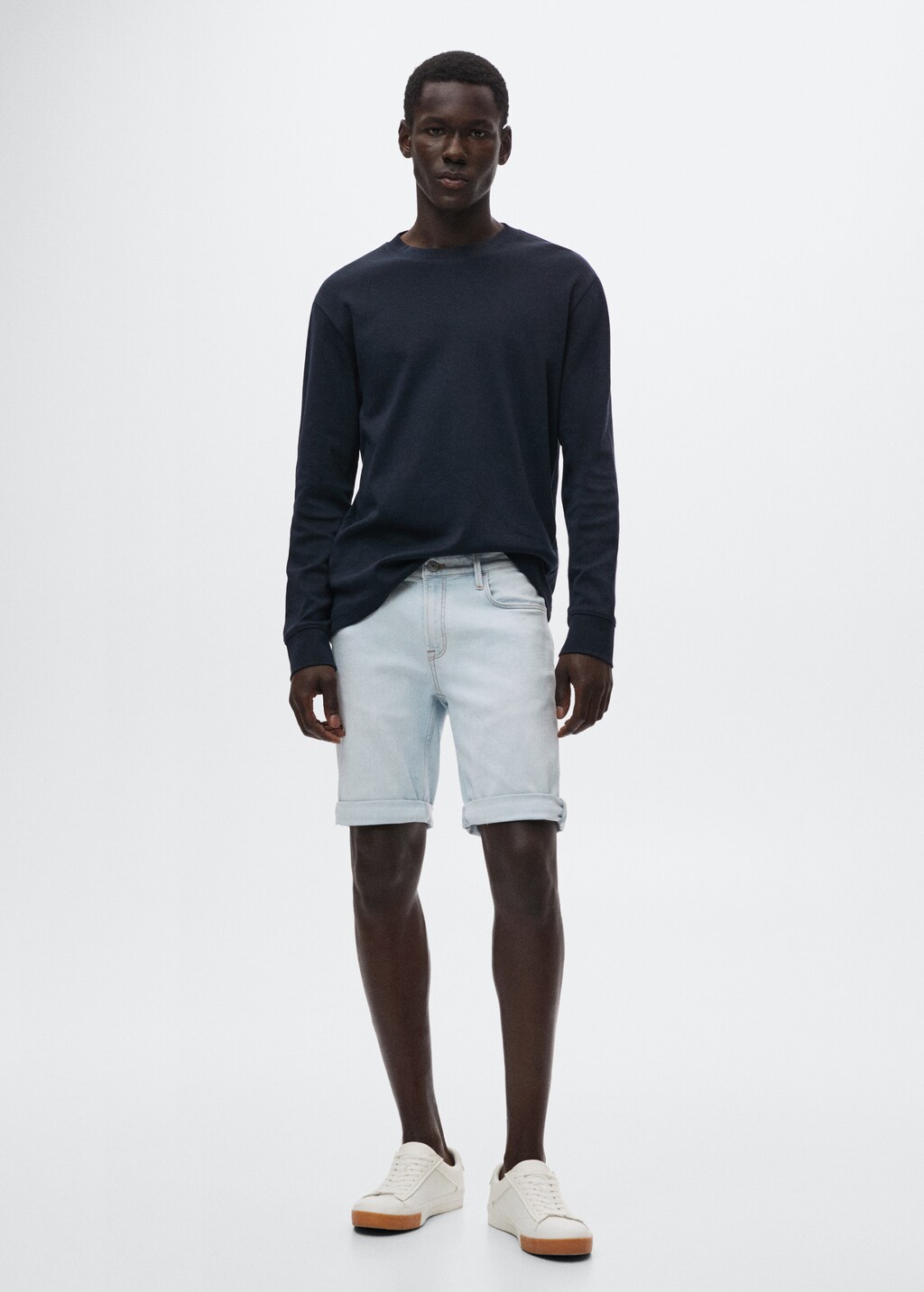 Slim-fit denim bermuda shorts - General plane