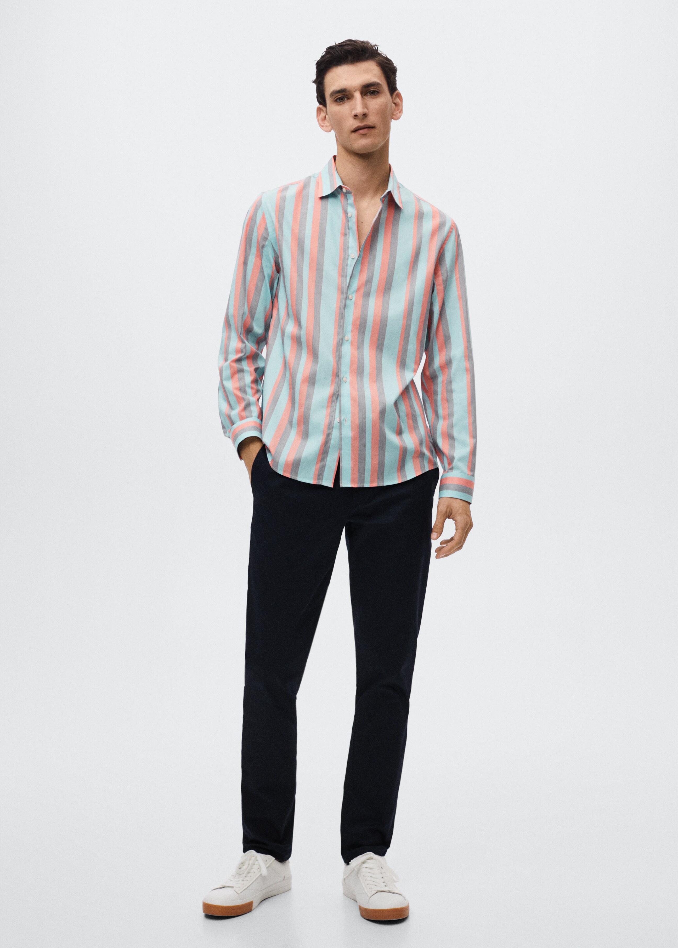 Regular-fit cotton striped shirt - General plane