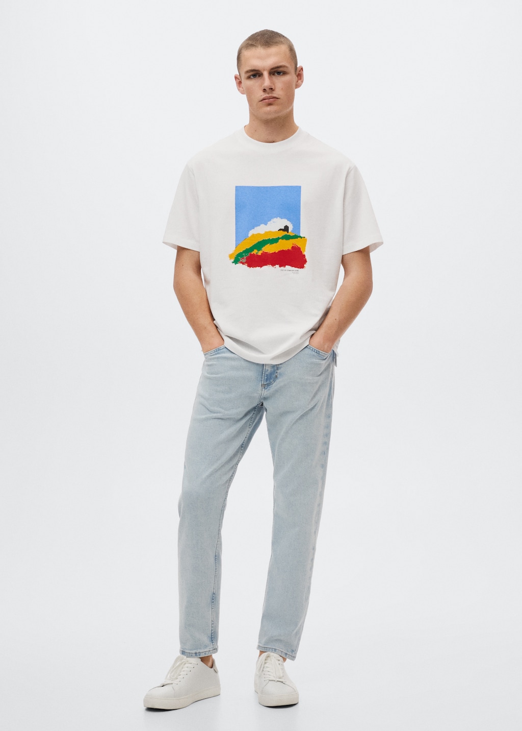 Printed cotton-blend T-shirt - General plane