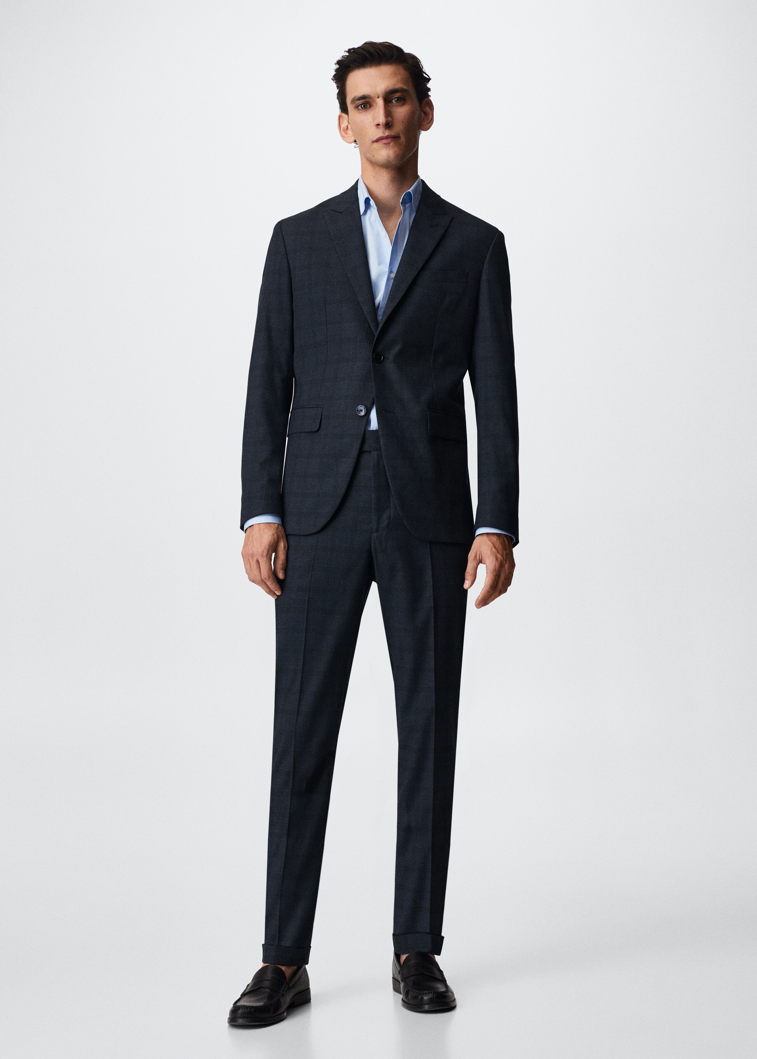 Slim fit check suit trousers - General plane