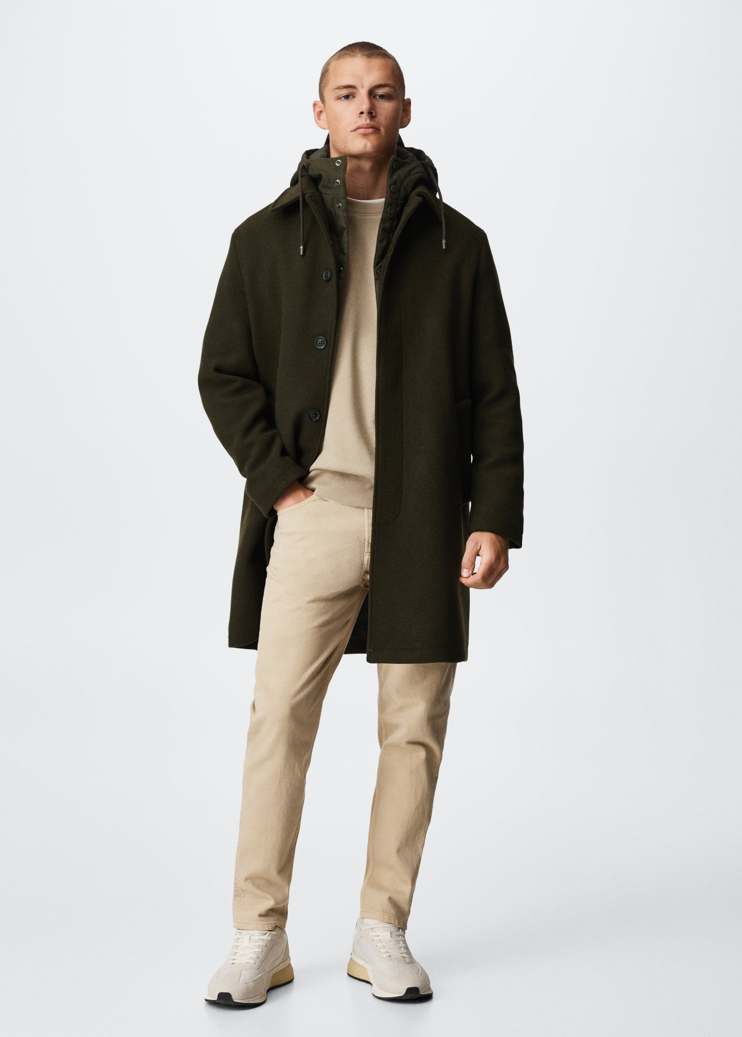 Detachable hood wool coat - General plane