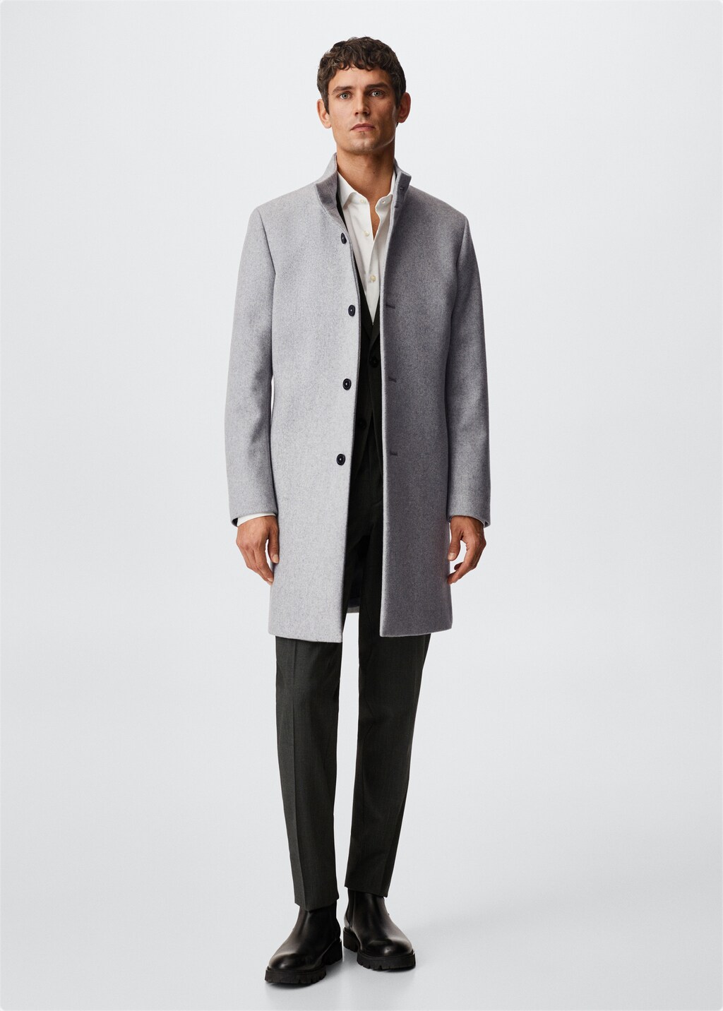 Long recycled wool coat - General plane