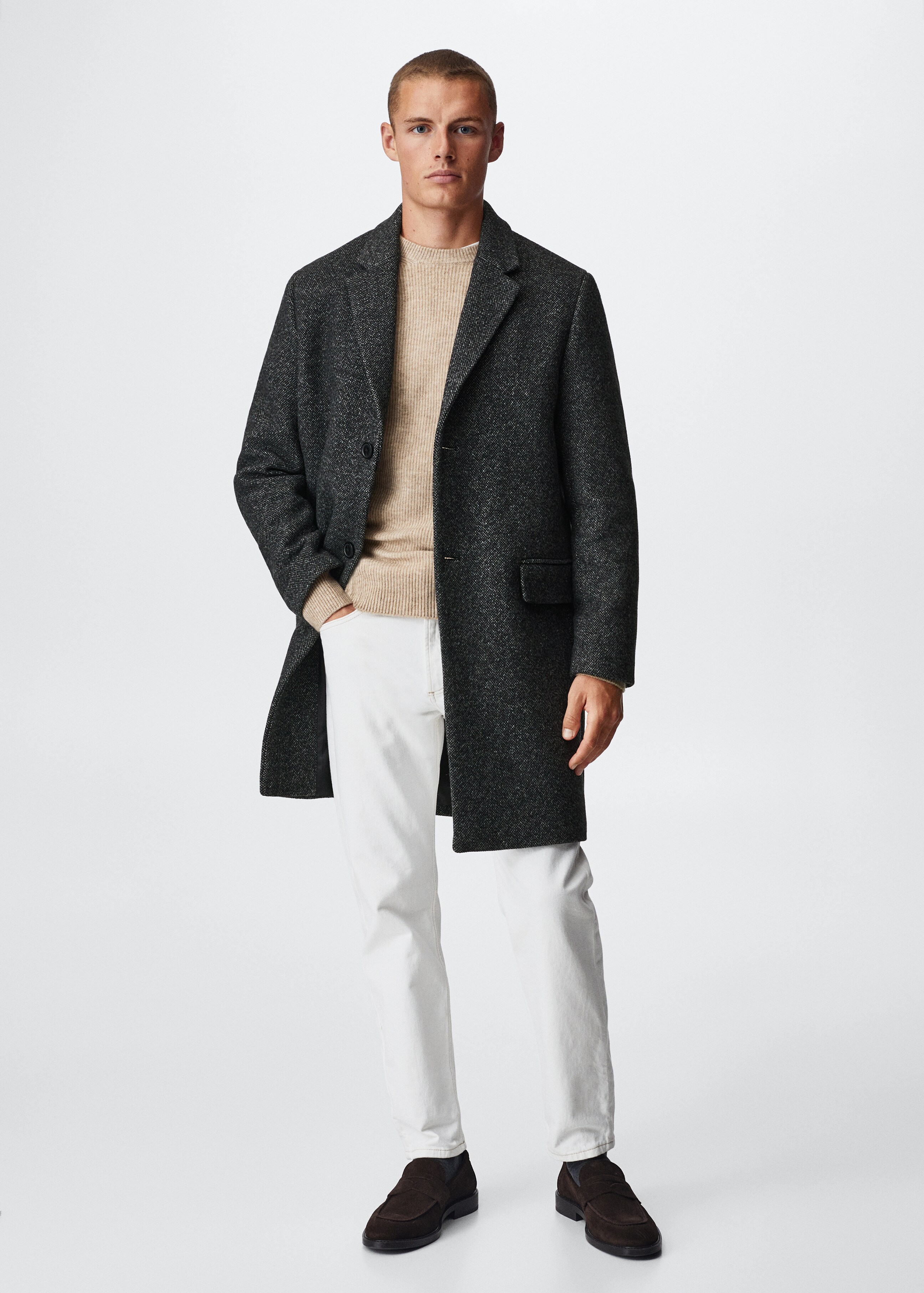 Flecked wool-blend coat - General plane