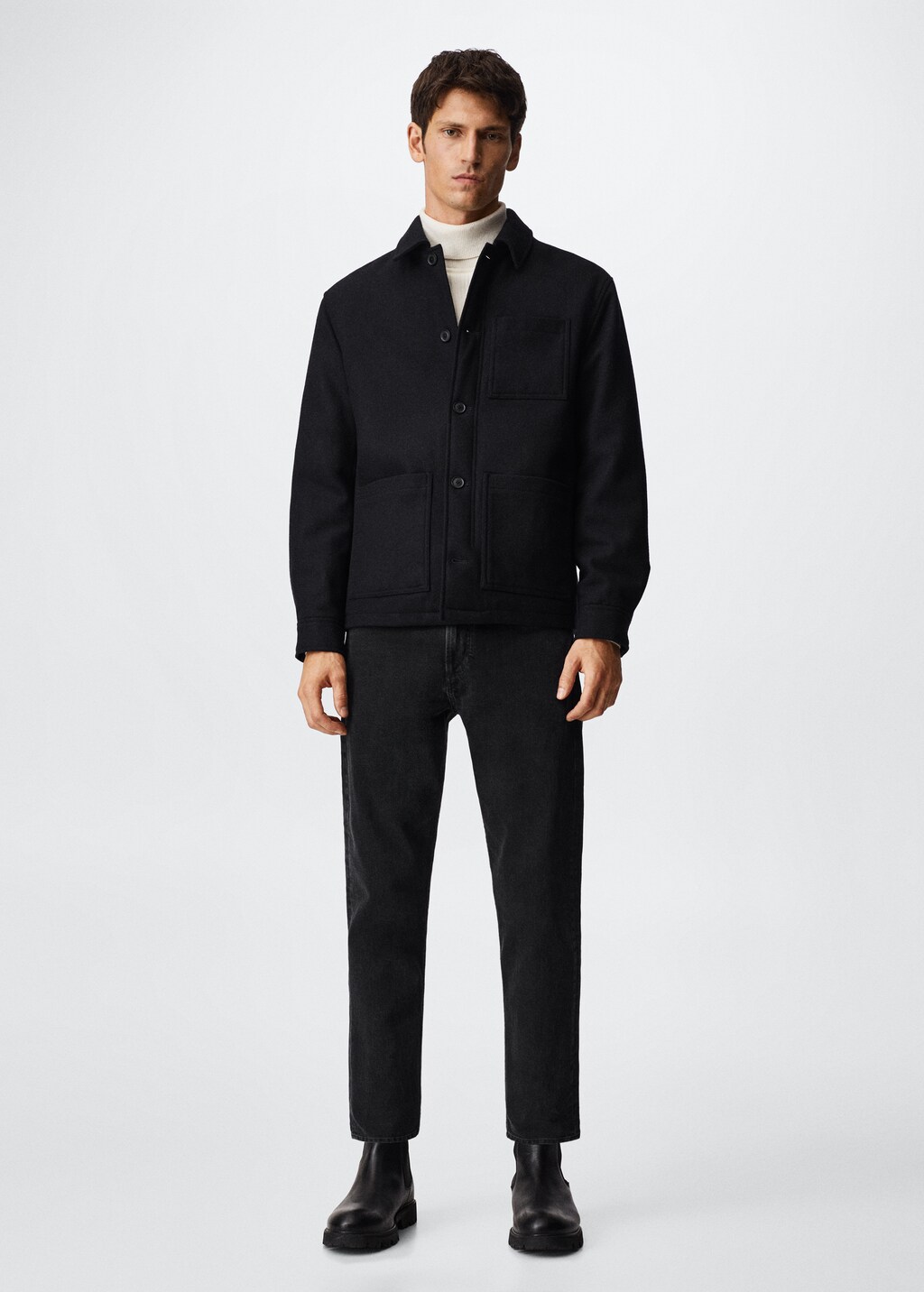 Pocketed wool-blend jacket - General plane