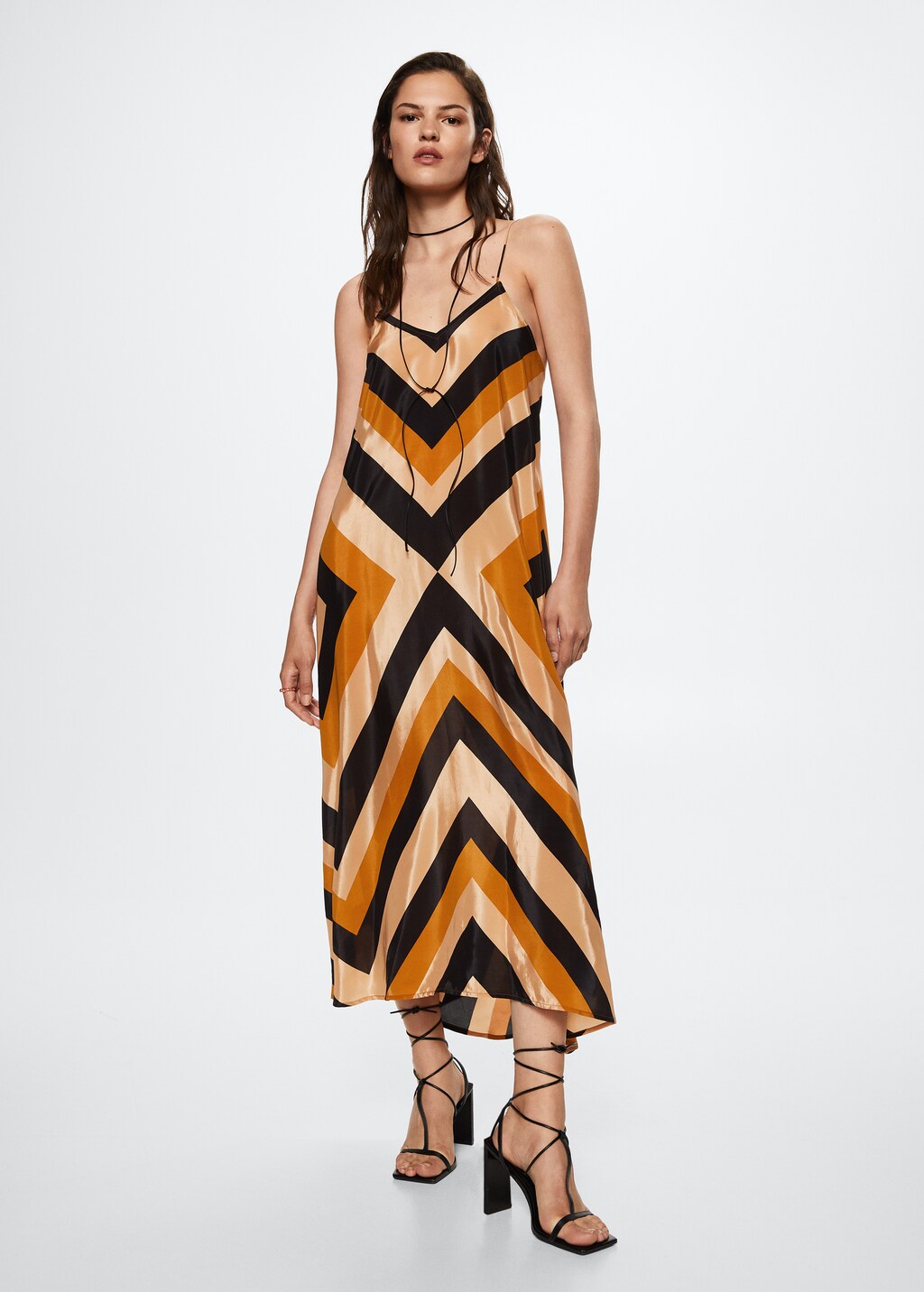 Striped satin dress - General plane