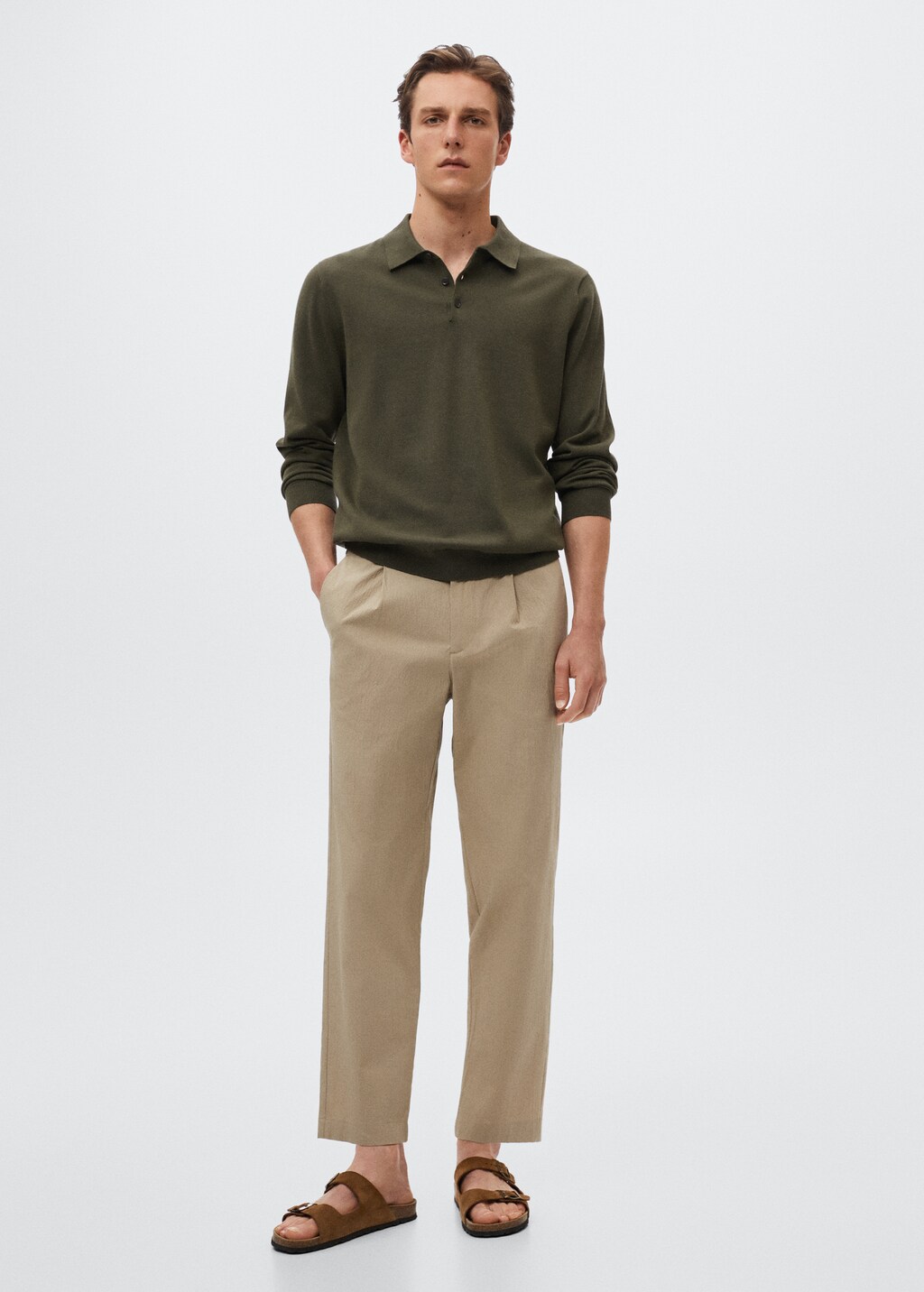 Seersucker-effect pleated trousers - General plane