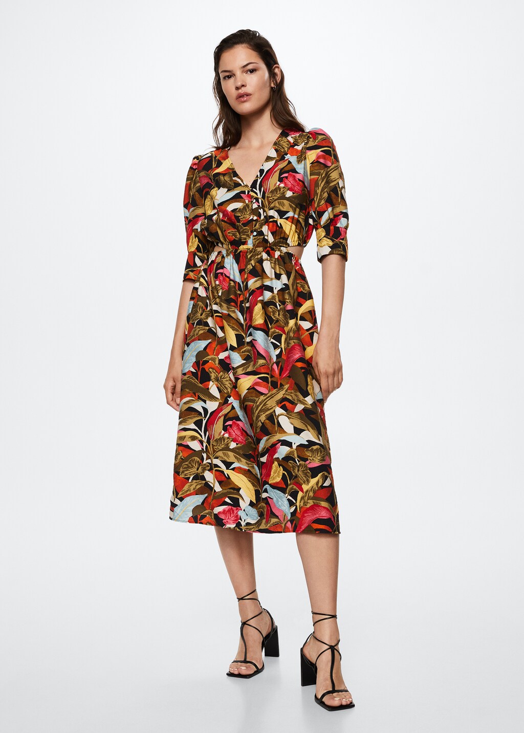 Printed cut-out detail dress - General plane