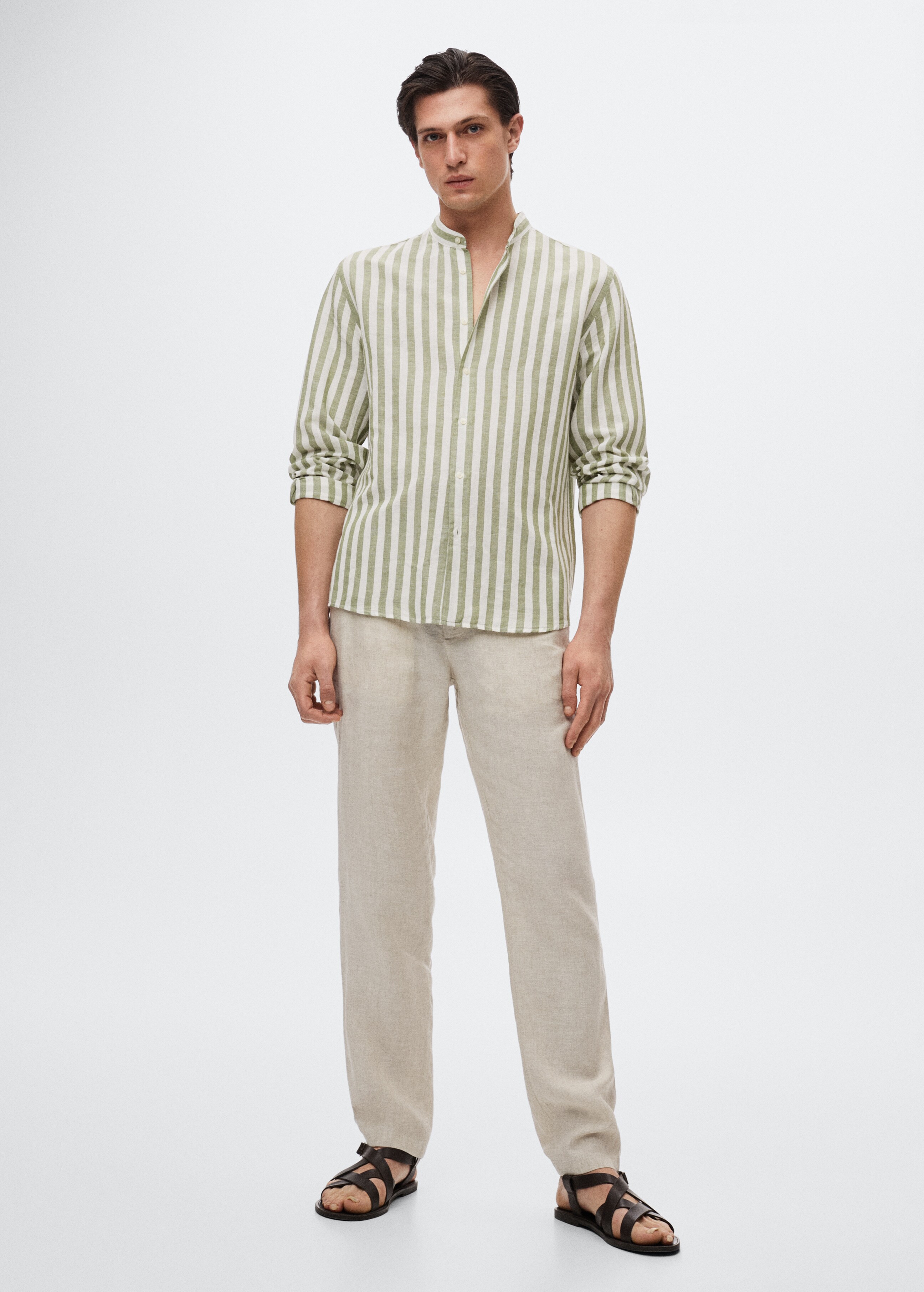 Regular-fit striped linen shirt - General plane