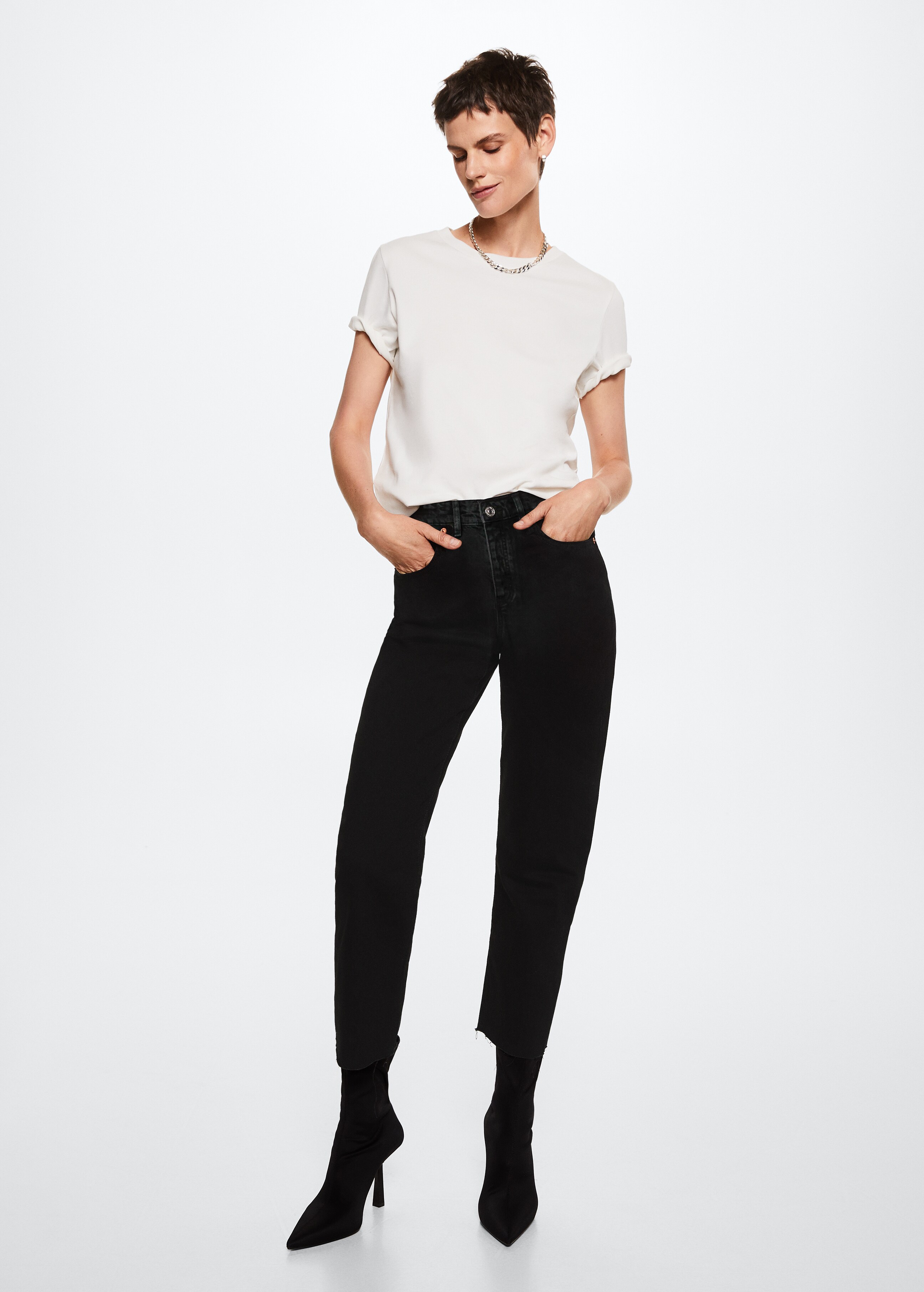 High-waist cropped straight jeans - General plane
