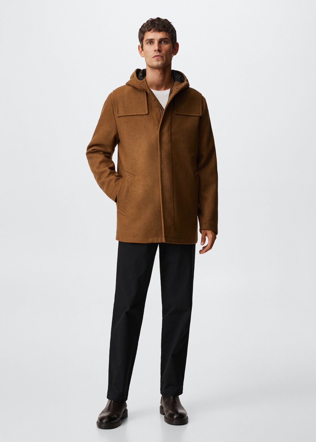 Hooded wool coat - General plane