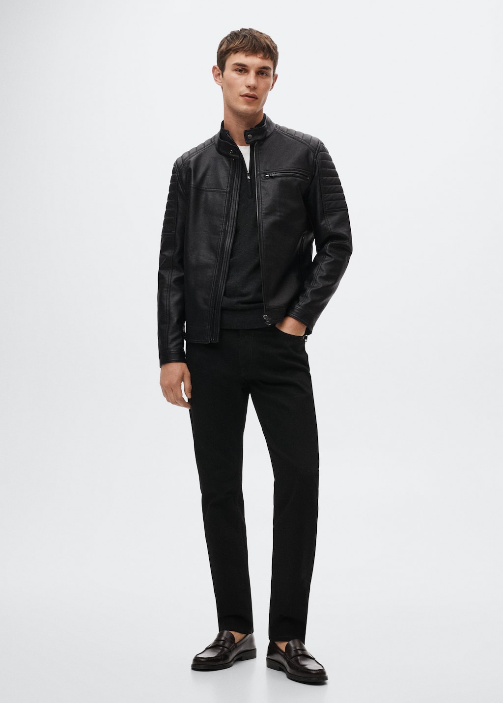 Faux-leather biker jacket - General plane