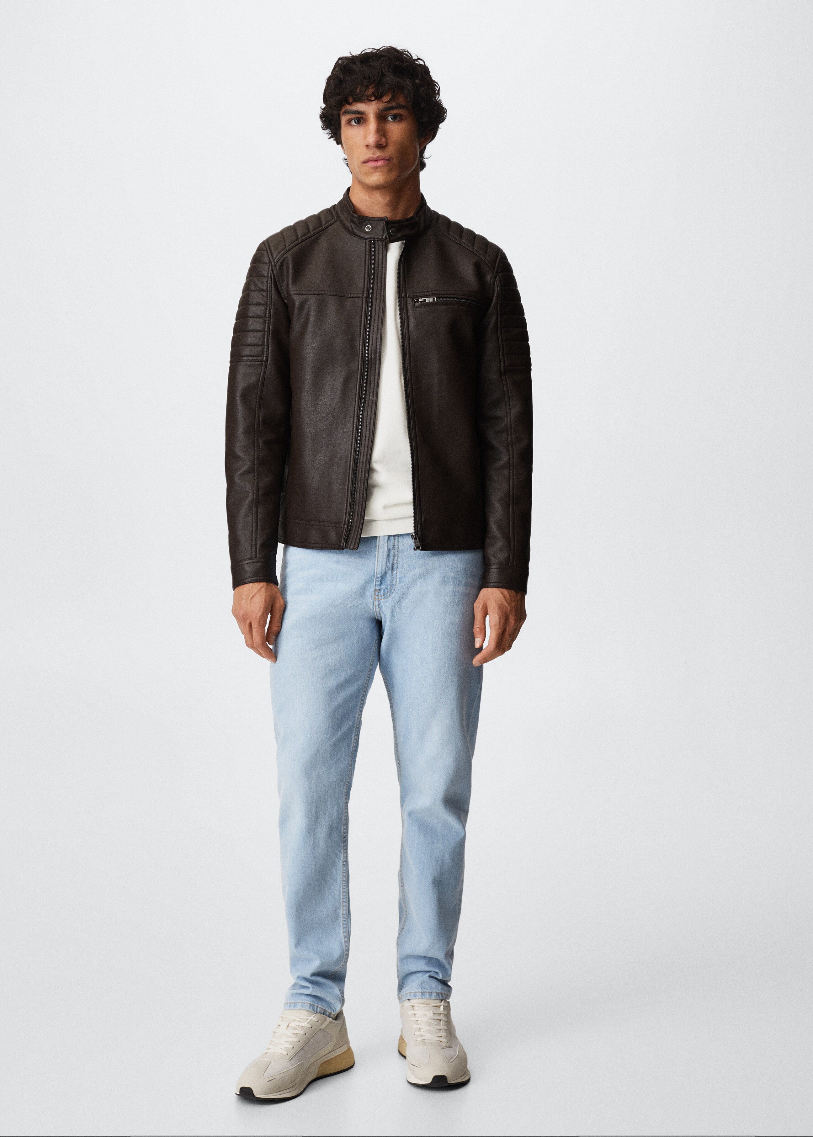 Faux-leather biker jacket - General plane