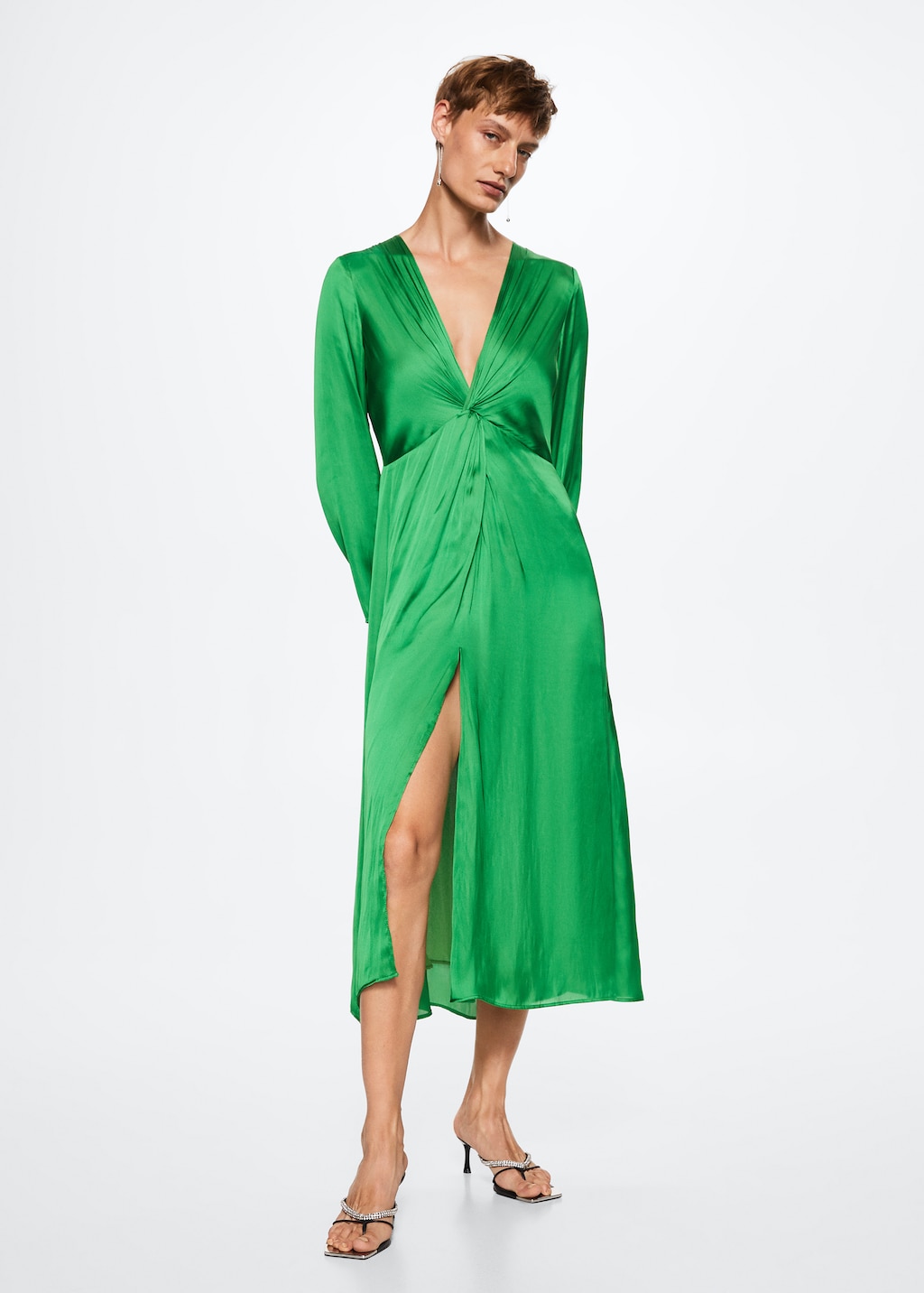 Mango green dress best sale