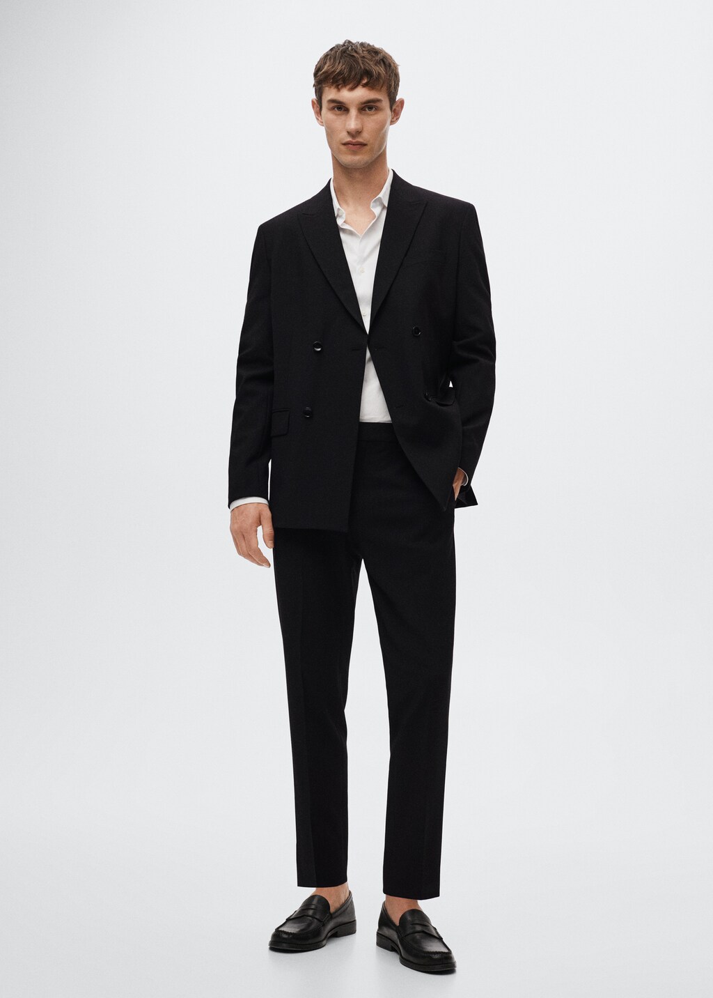 Slim fit double-breasted suit blazer - General plane