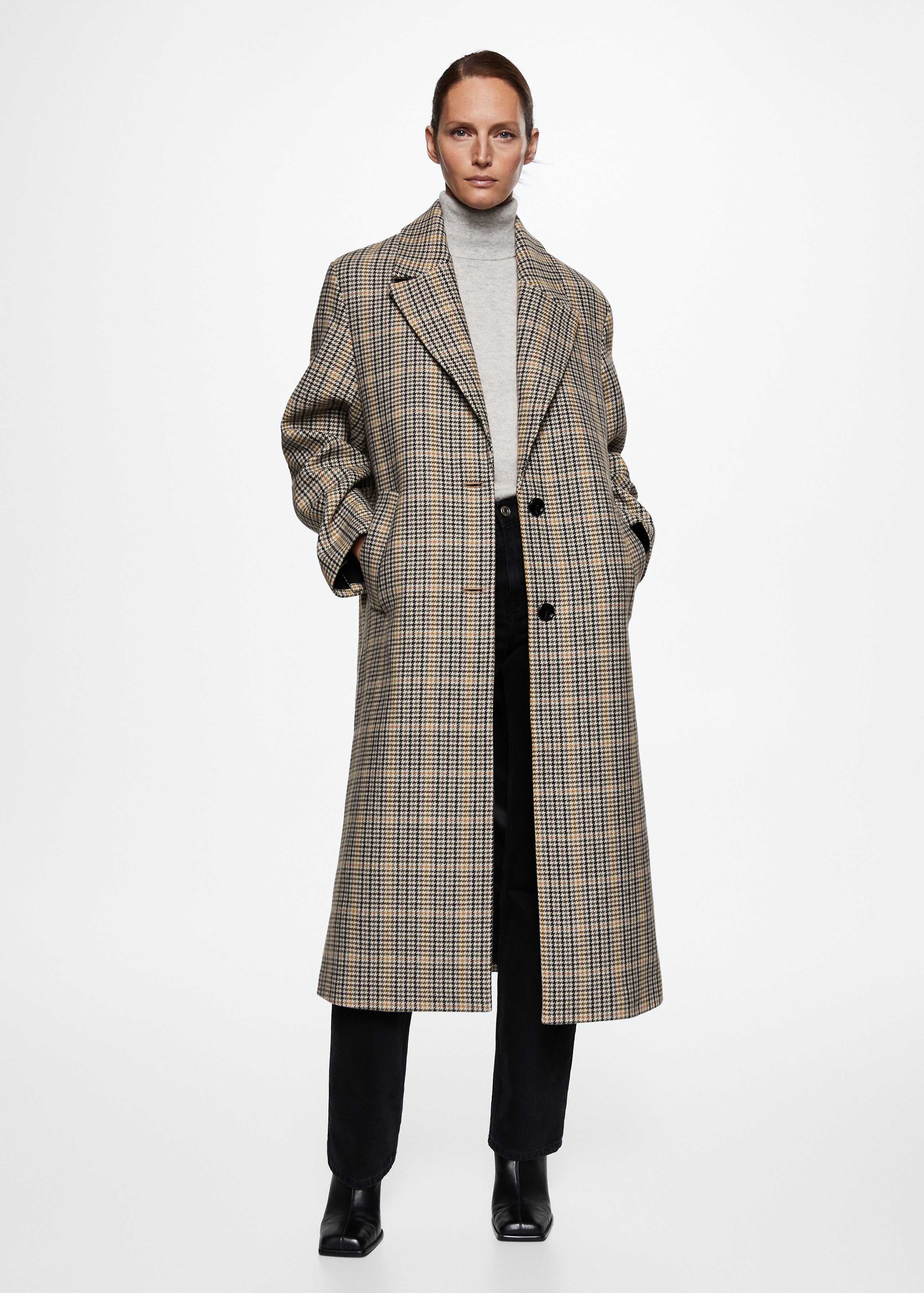 Houndstooth wool-blend coat - General plane