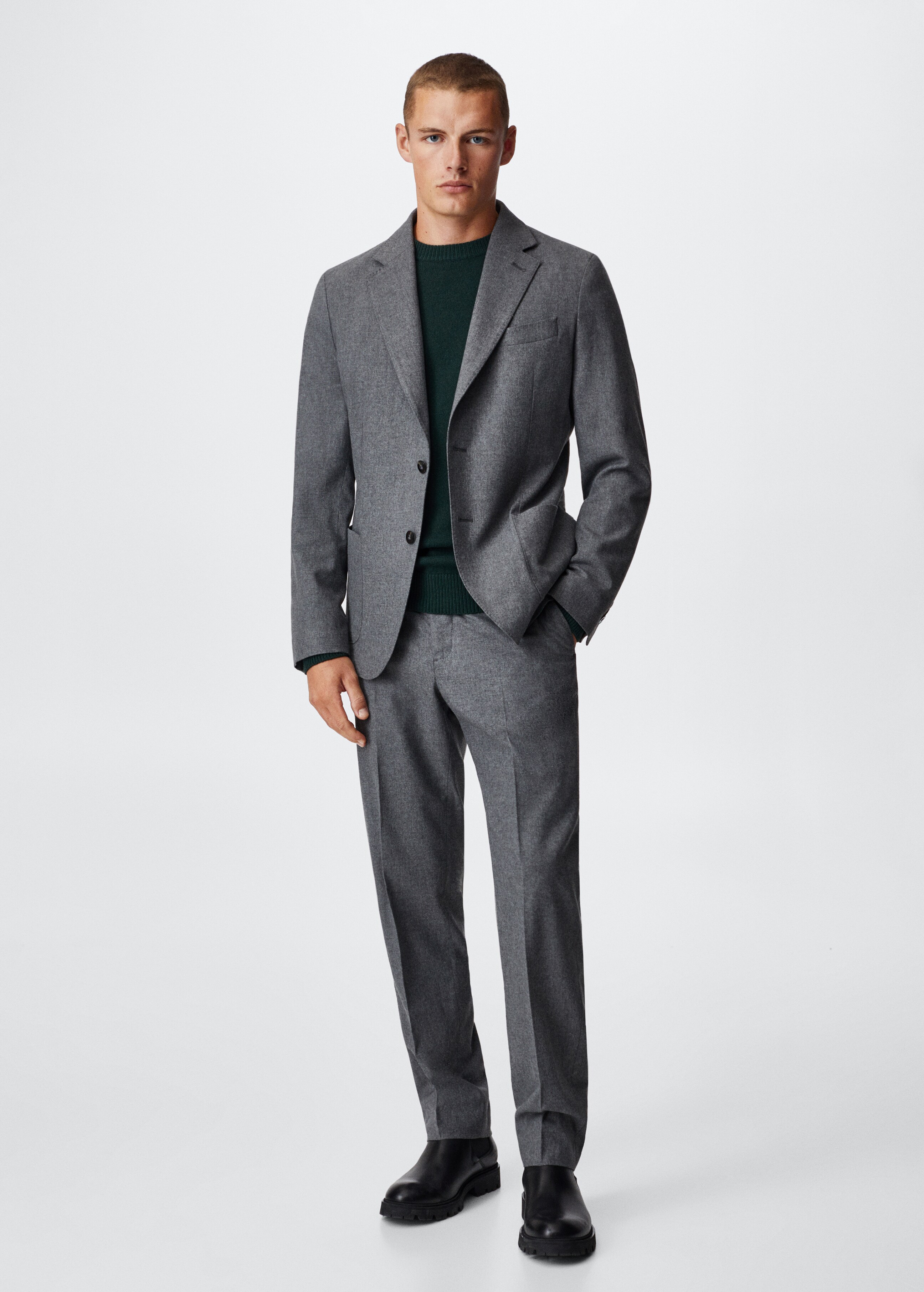 Slim fit wool suit trousers - General plane