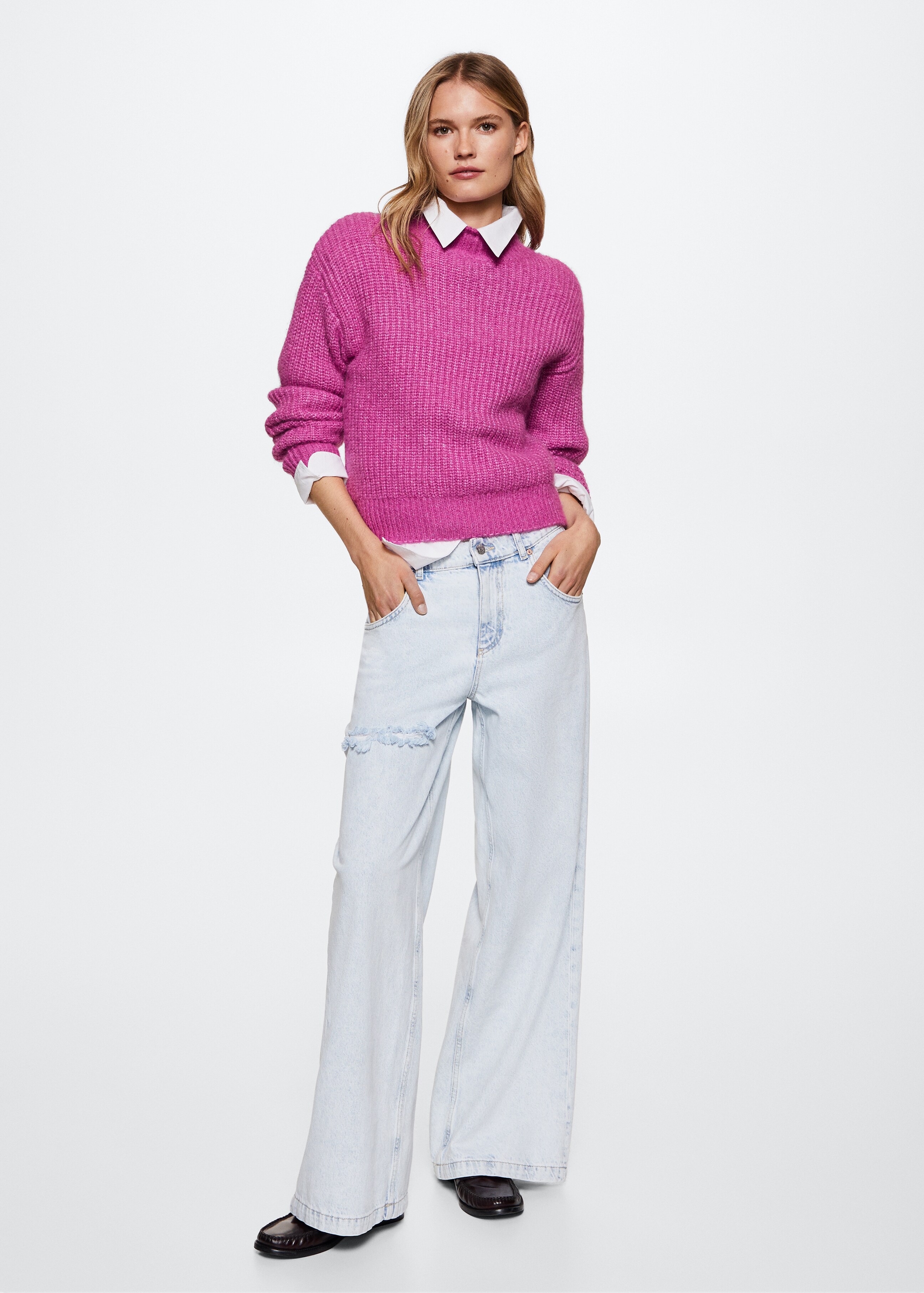 High collar ribbed knit  sweater - General plane