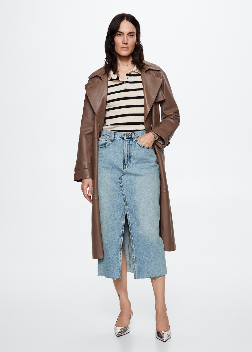 Slit denim skirt - General plane