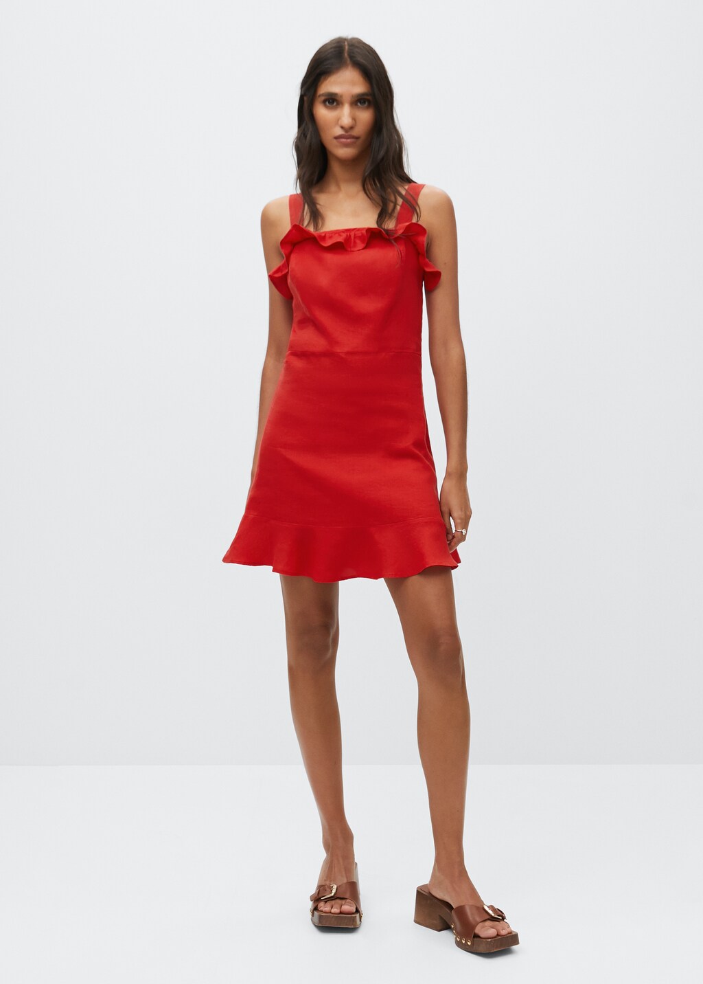 Mango red linen dress hotsell