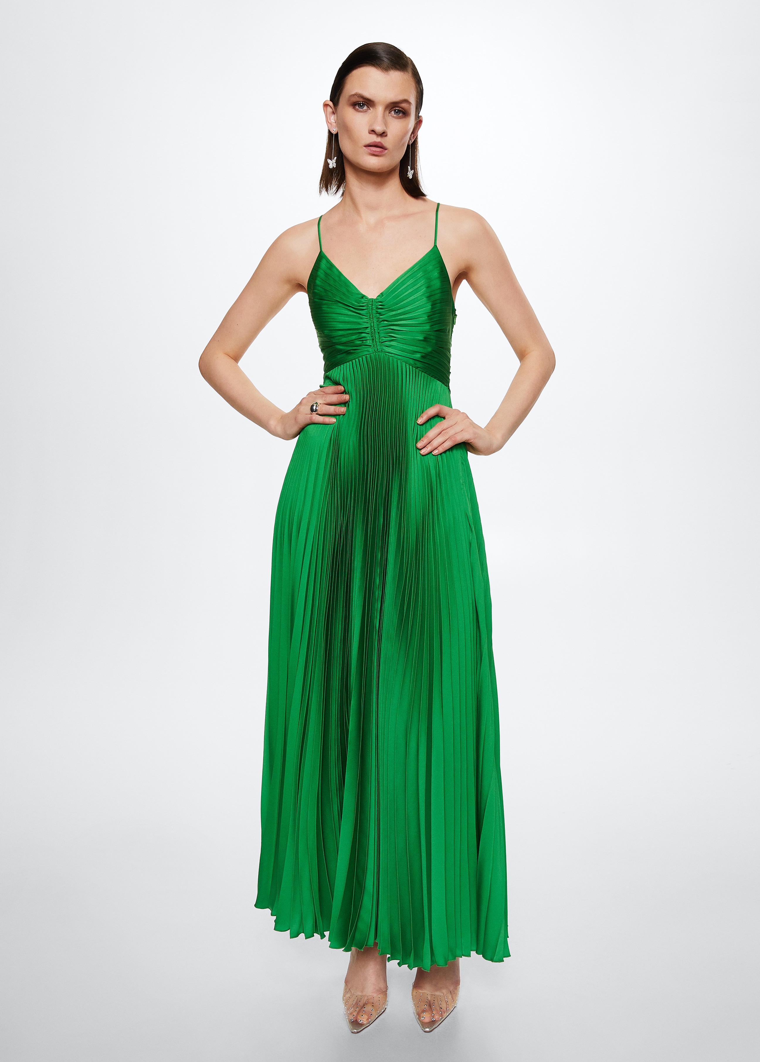 Pleated satin dress - General plane