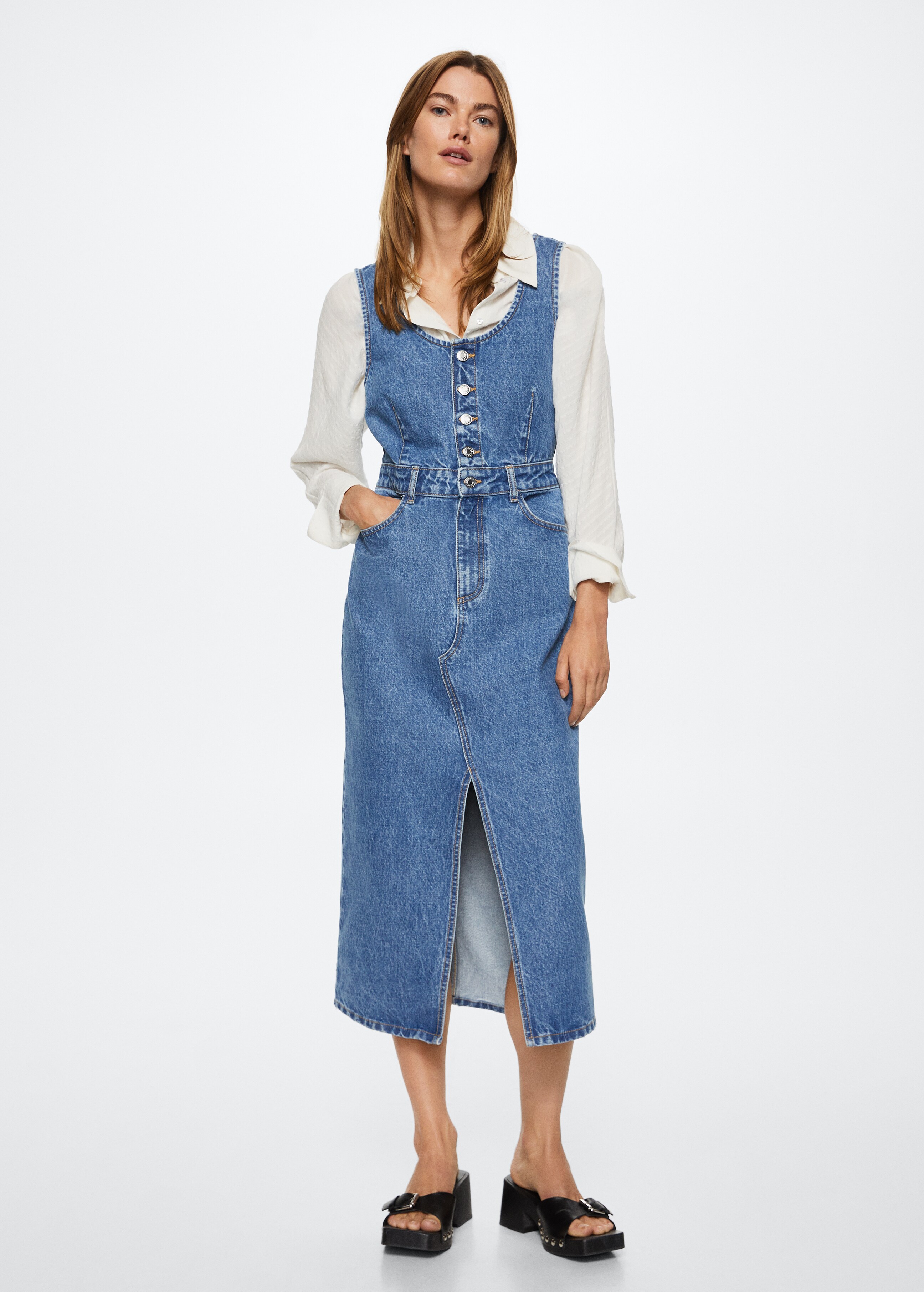 Button denim dress - General plane