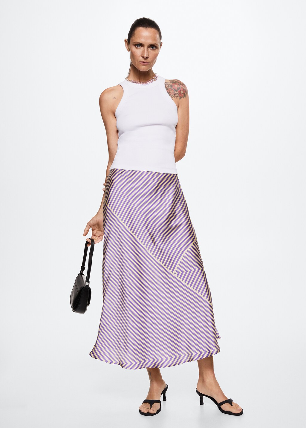 Printed satin skirt  - General plane