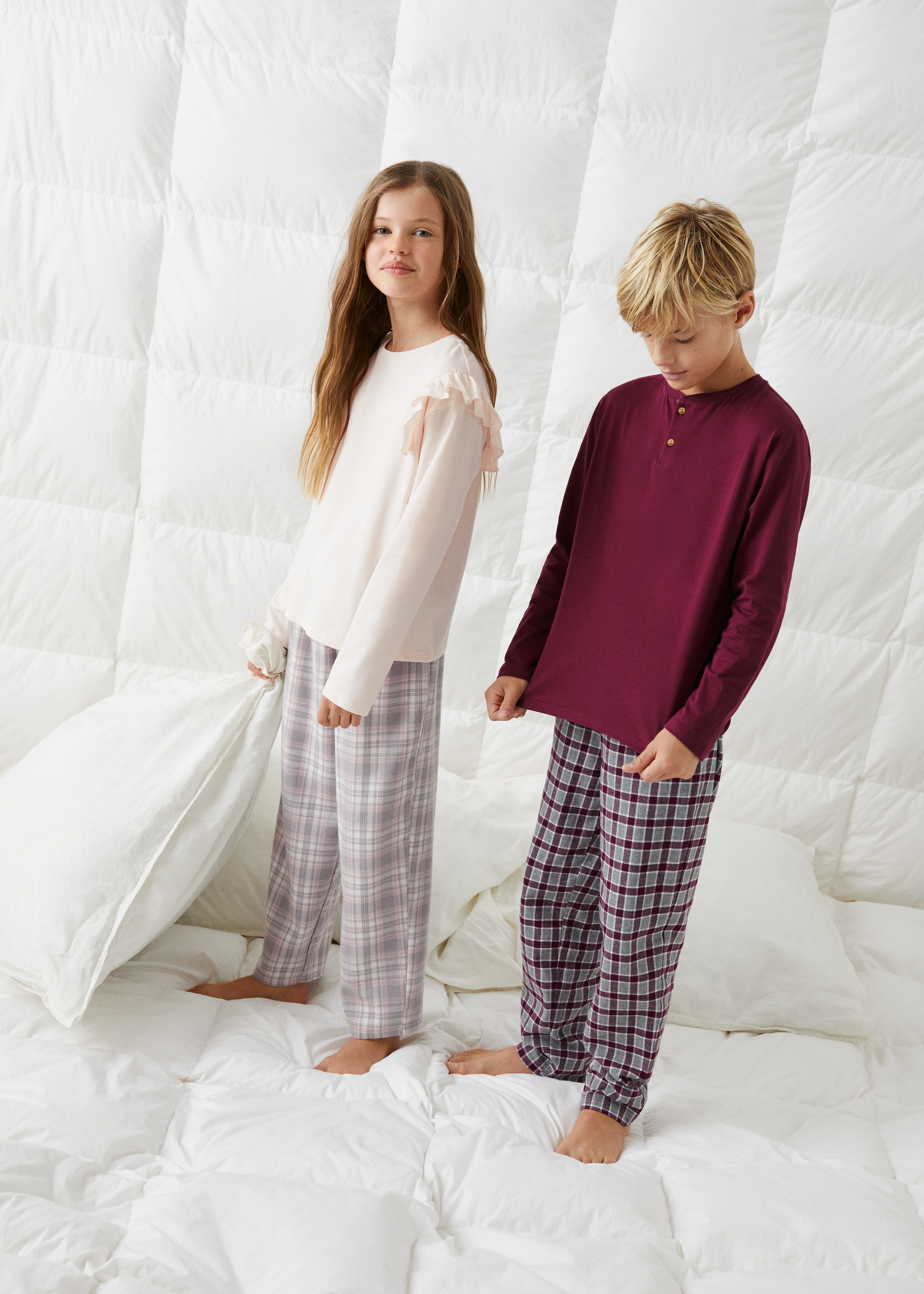 Pyjama long deux pièces carreaux - Plan général