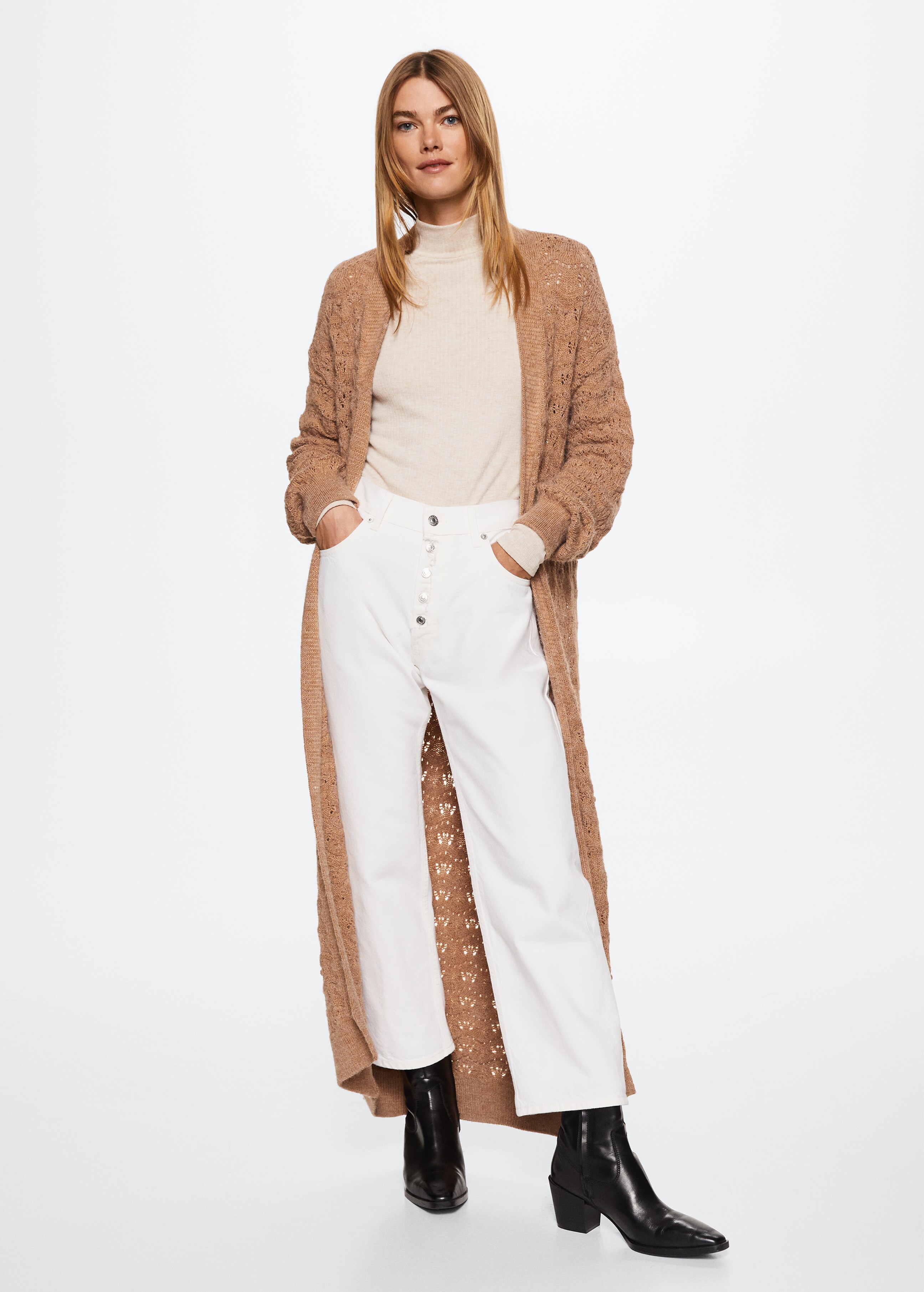 Openwork long cardigan - General plane