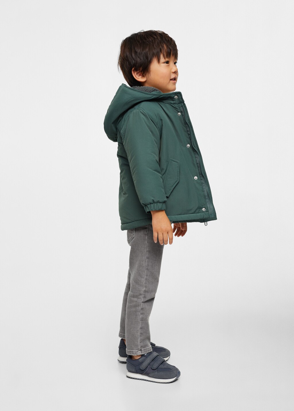 Padded anorak with shearling lining - General plane