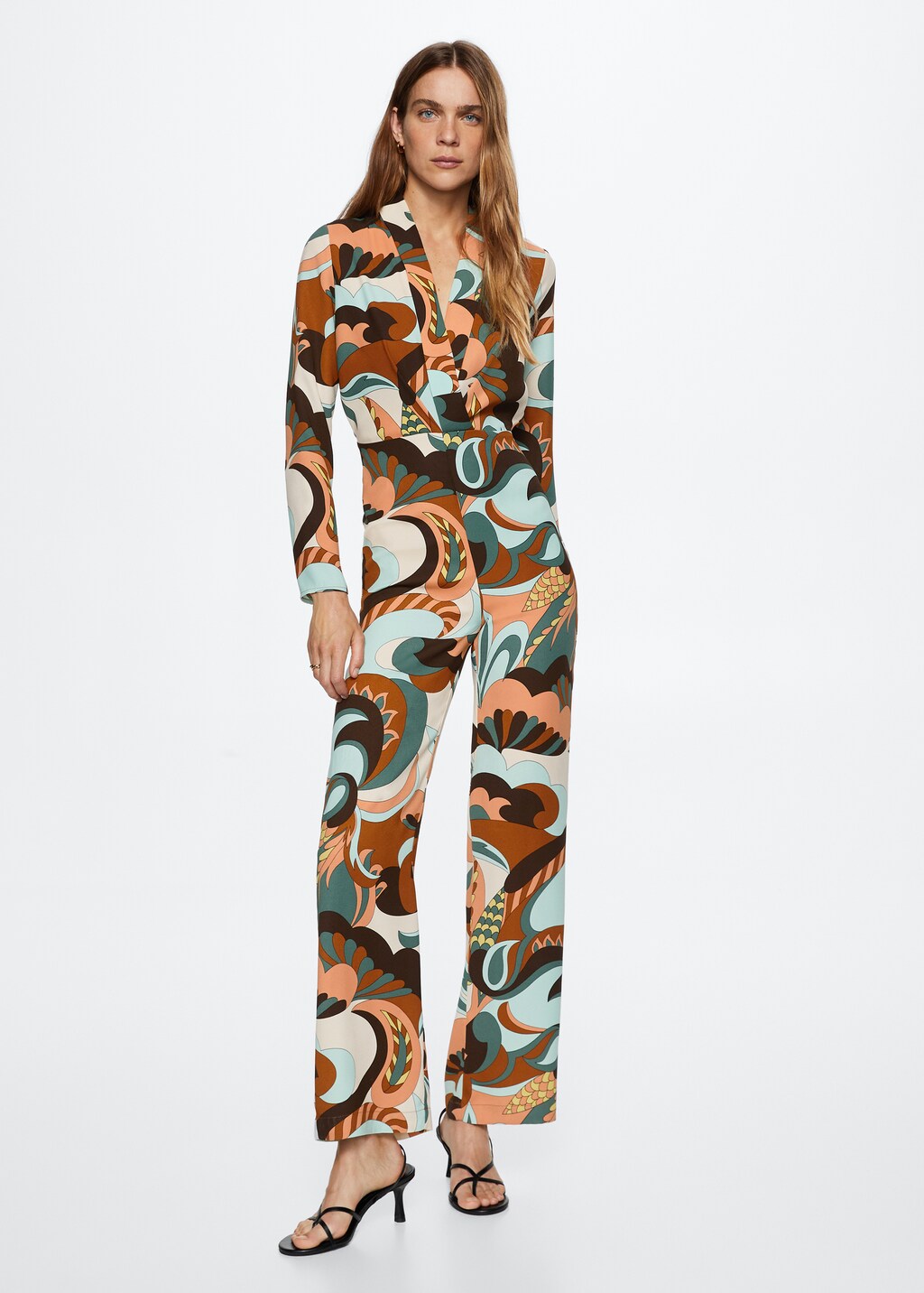 Long retro-print jumpsuit - General plane