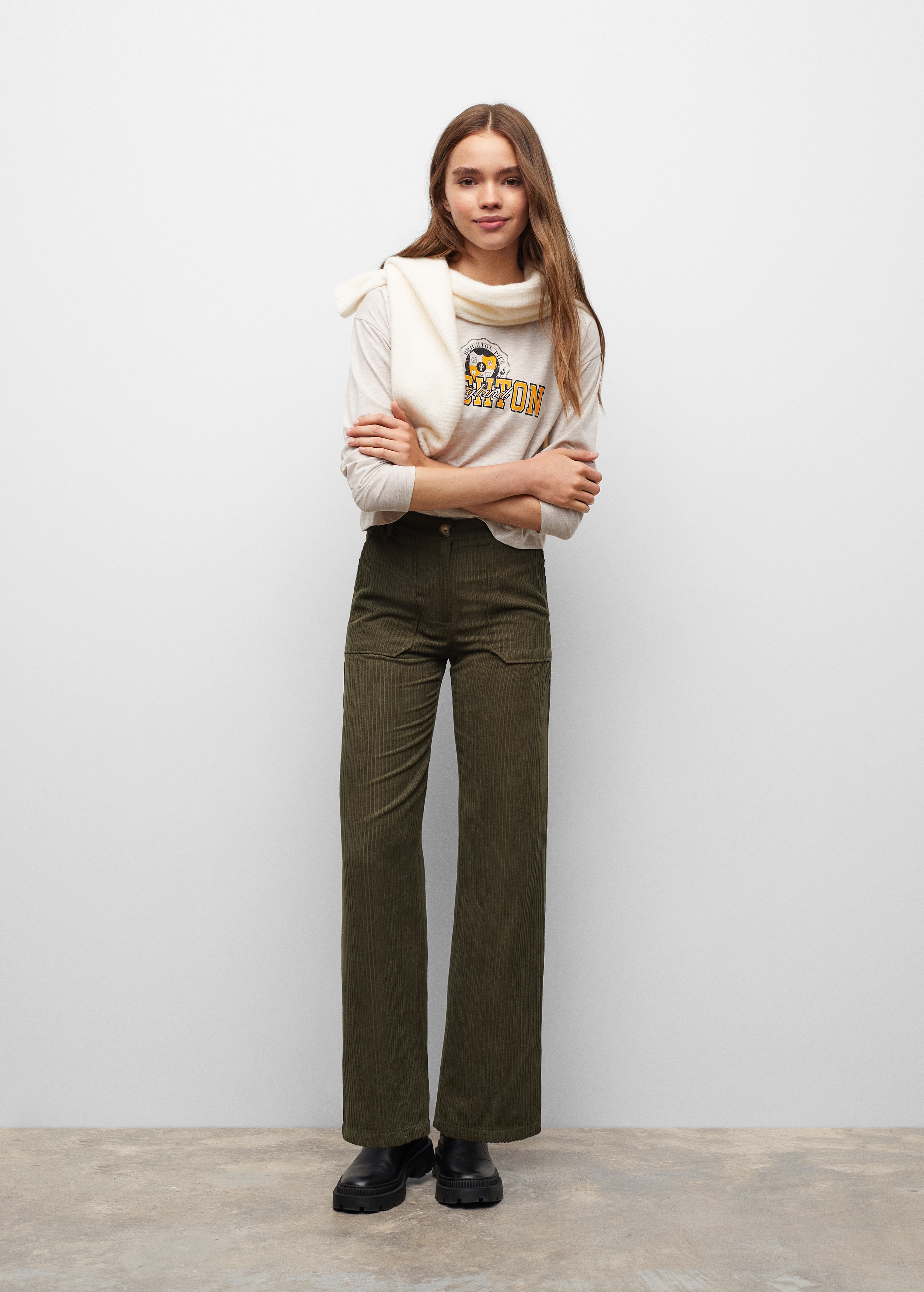 Corduroy straight trousers - General plane
