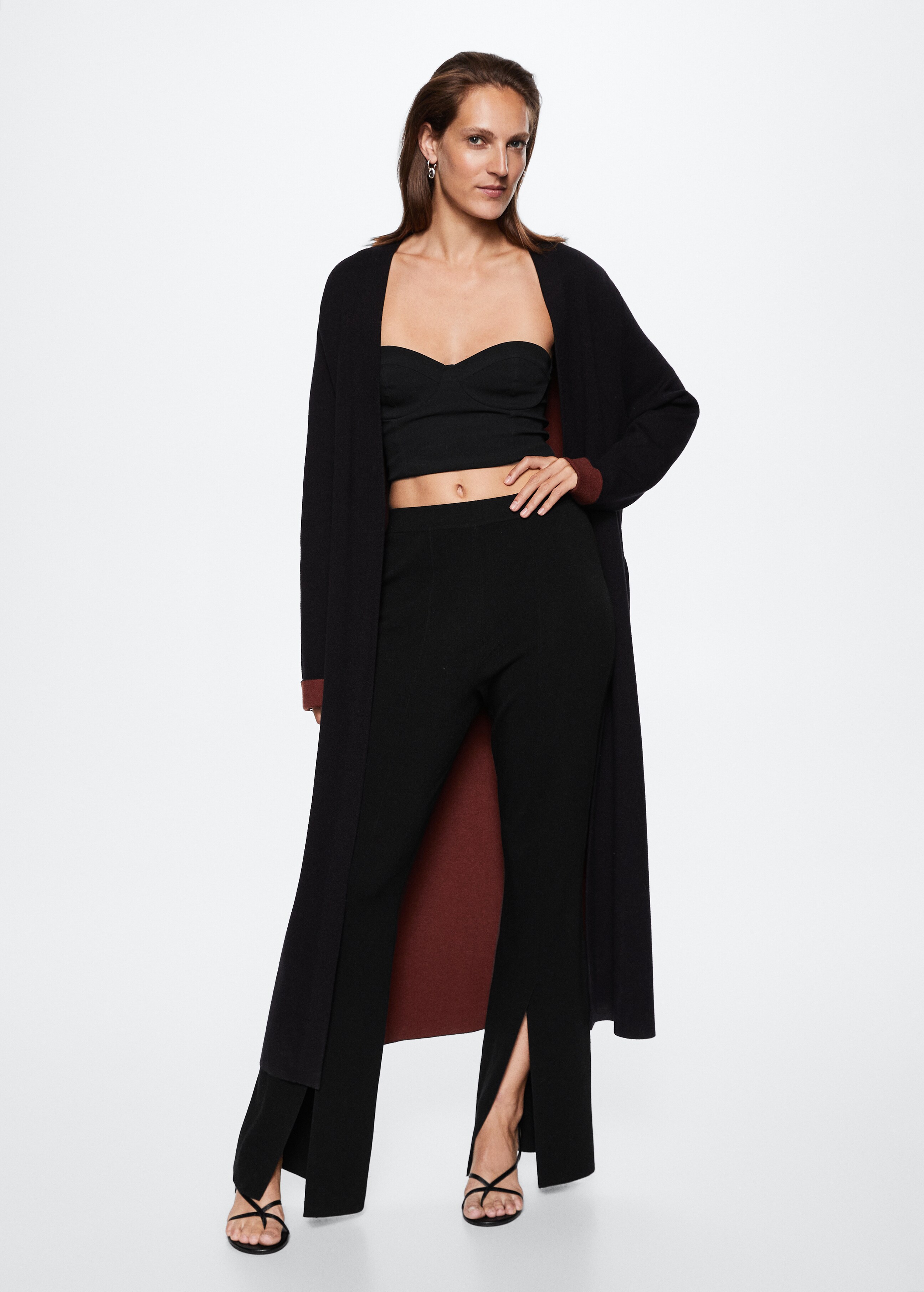 Knitted flared trousers with slits - General plane