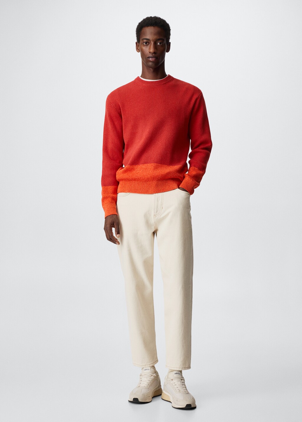 Colour block cotton sweater - General plane