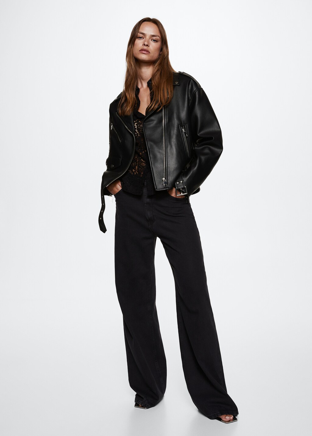 Zipped biker jacket - General plane