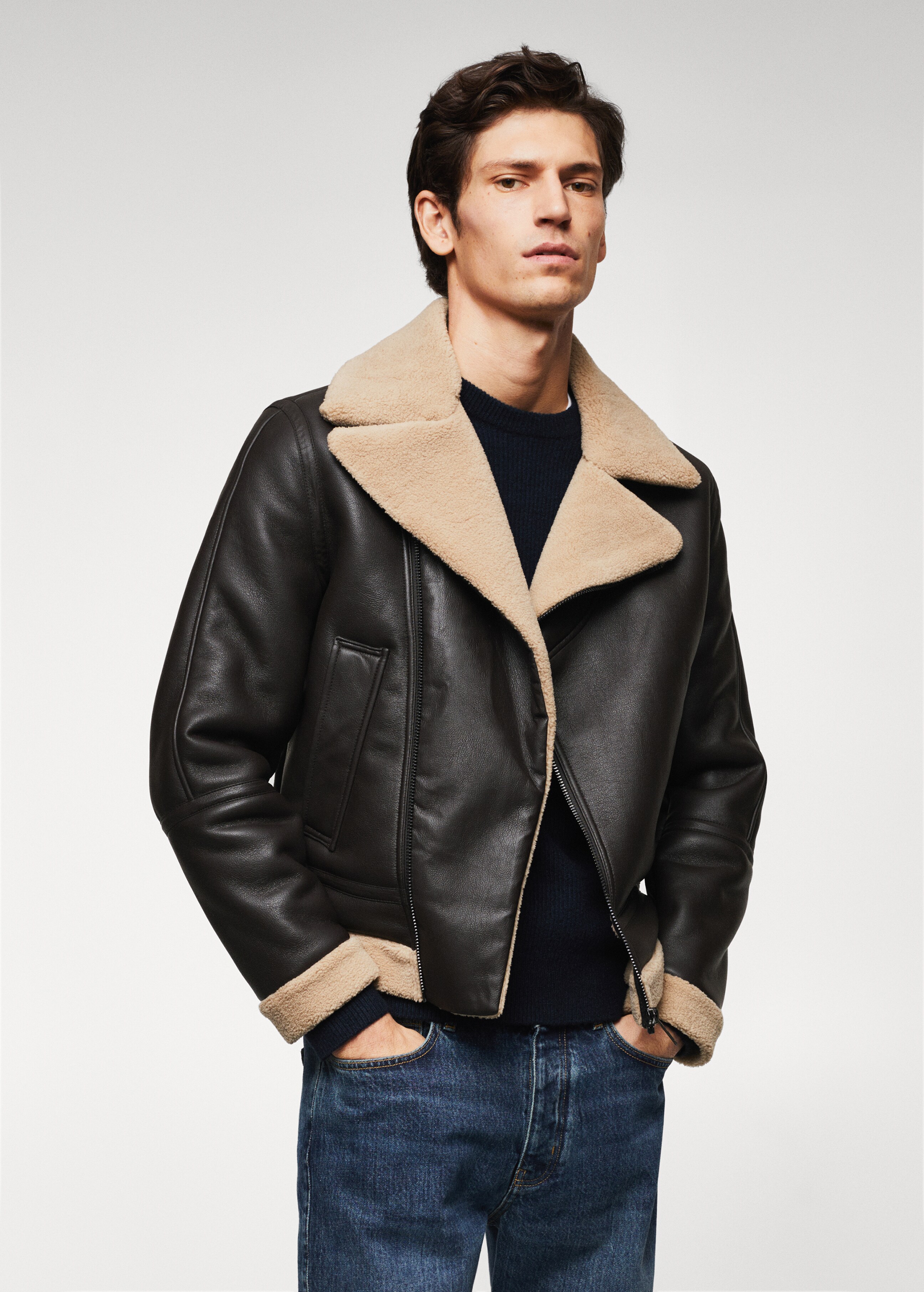 Faux shearling-lined jacket - Medium plane