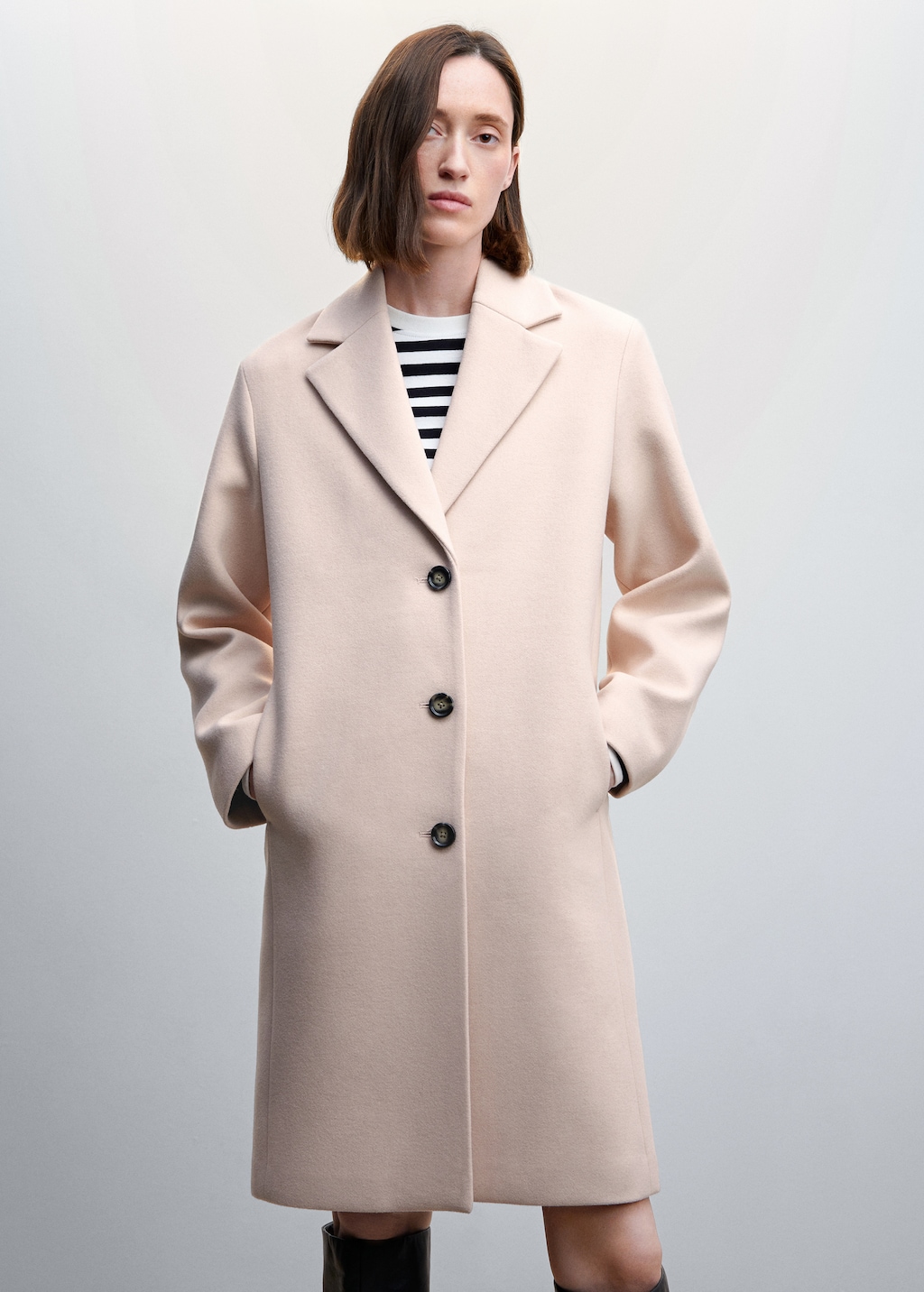 Buttoned wool coat - Medium plane