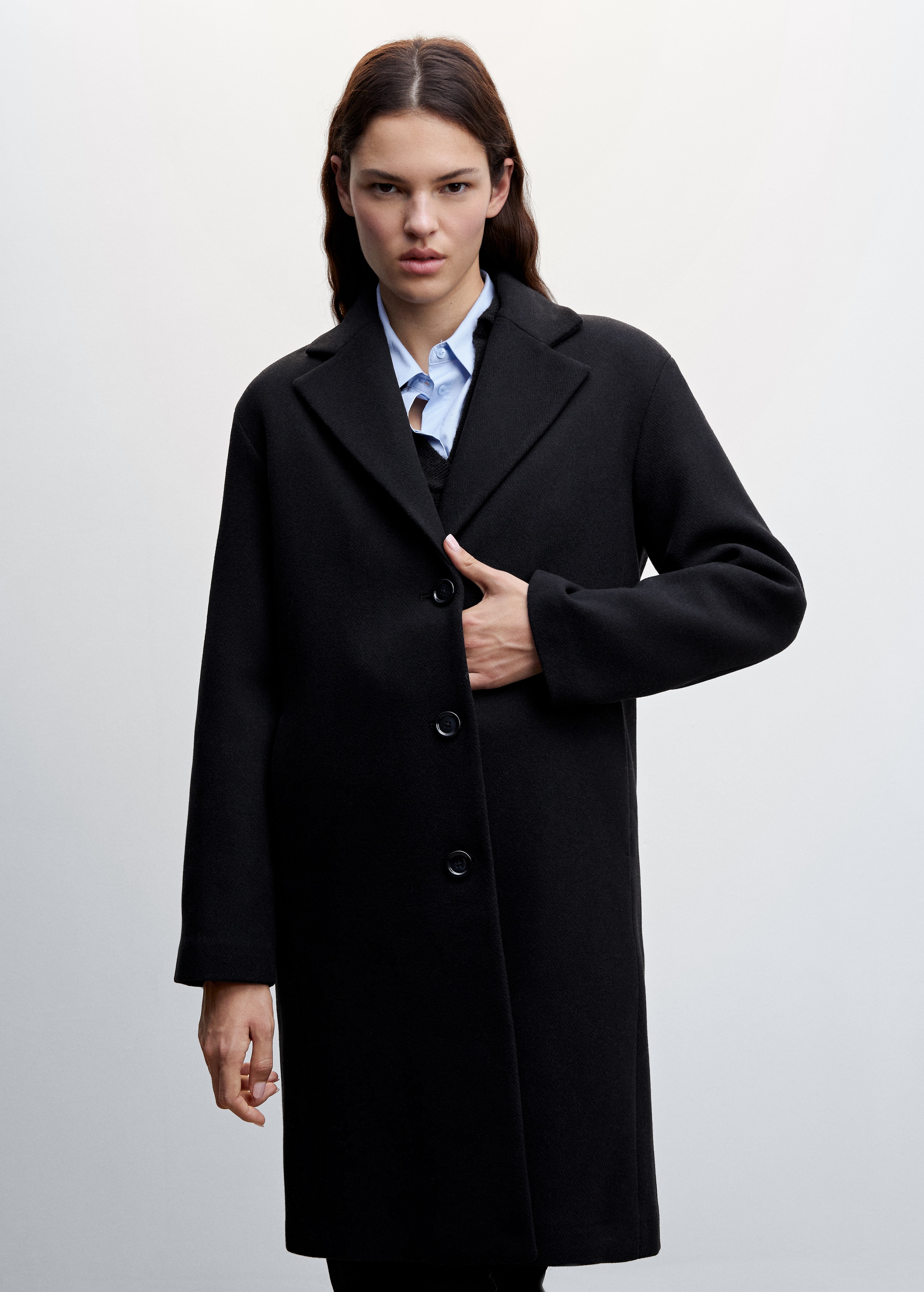 Buttoned wool coat - Medium plane