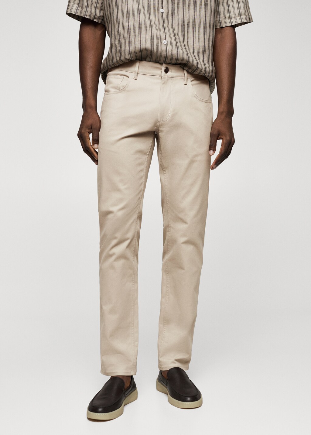 Slim fit denim-effect serge trousers - Medium plane