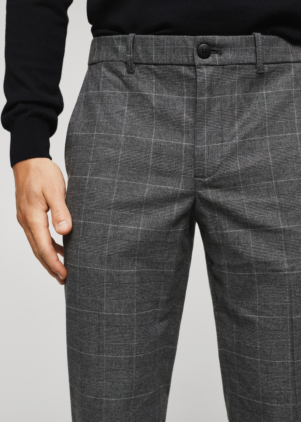 Slim fit checked cotton pants