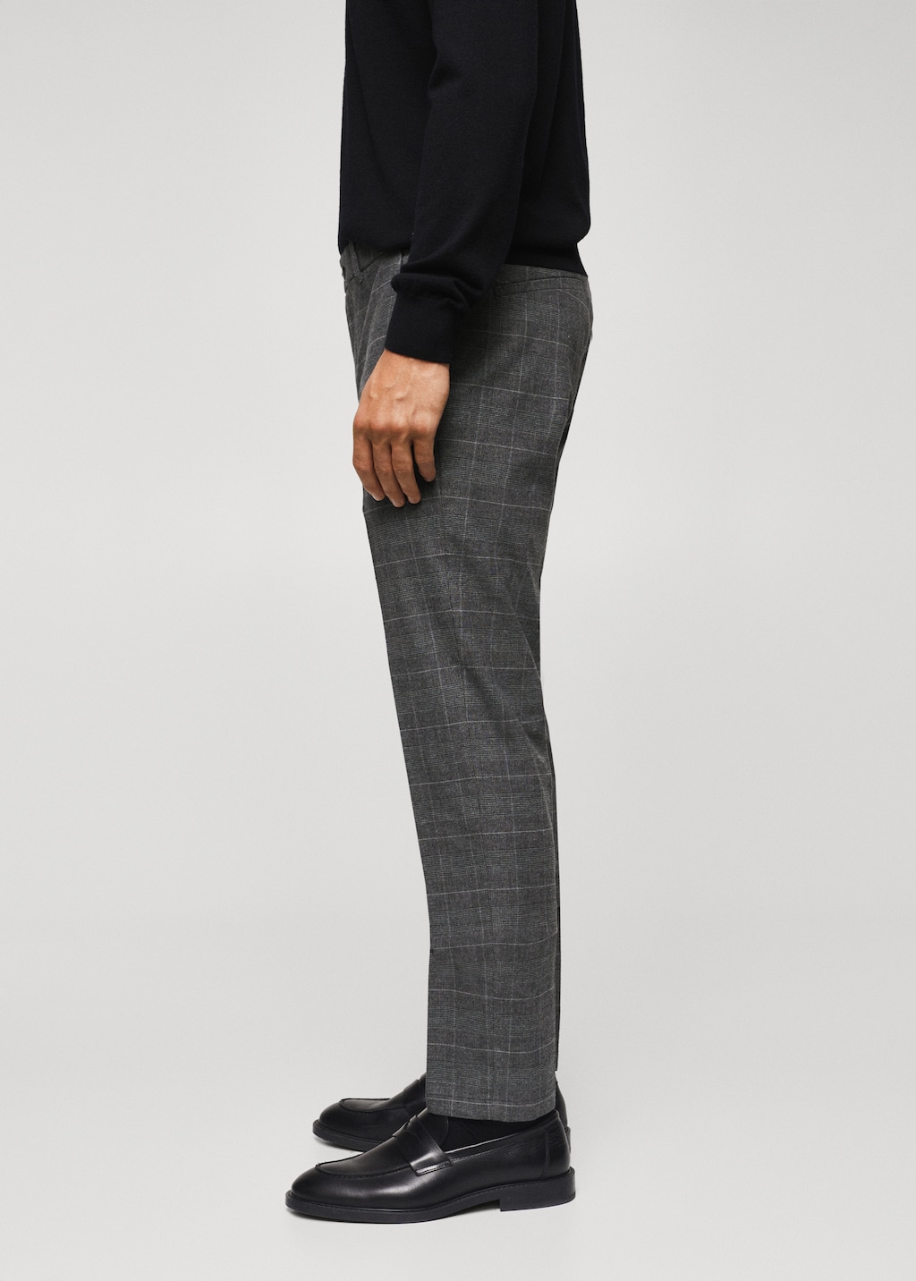 Slim fit checked cotton pants