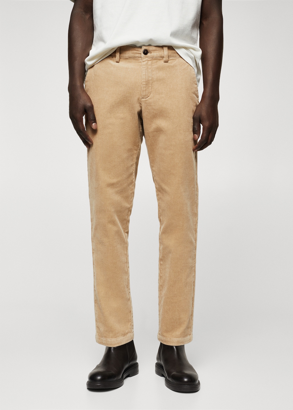 Tapered cropped corduroy trousers - Medium plane