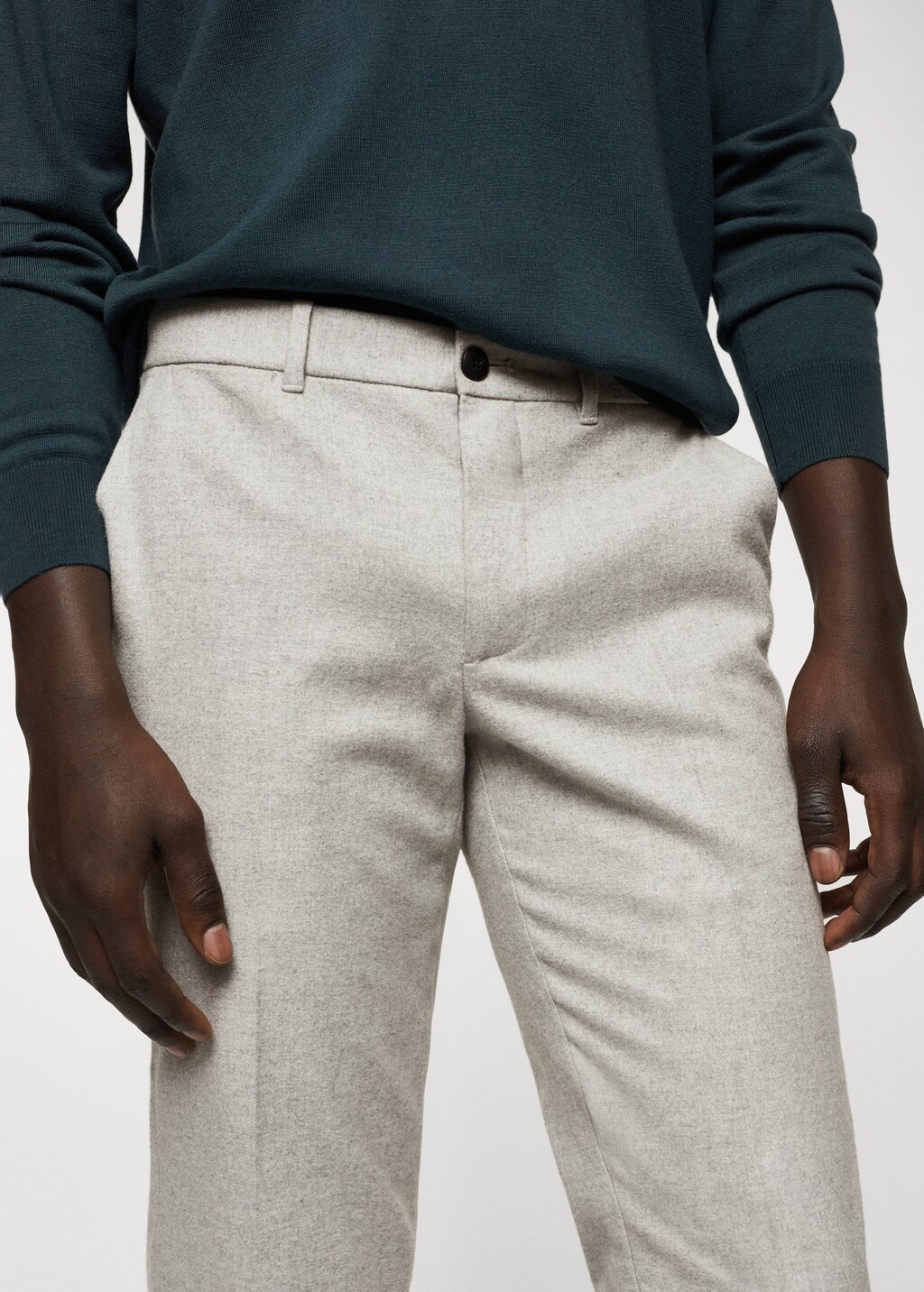 Slim-fit cotton trousers - Details of the article 1