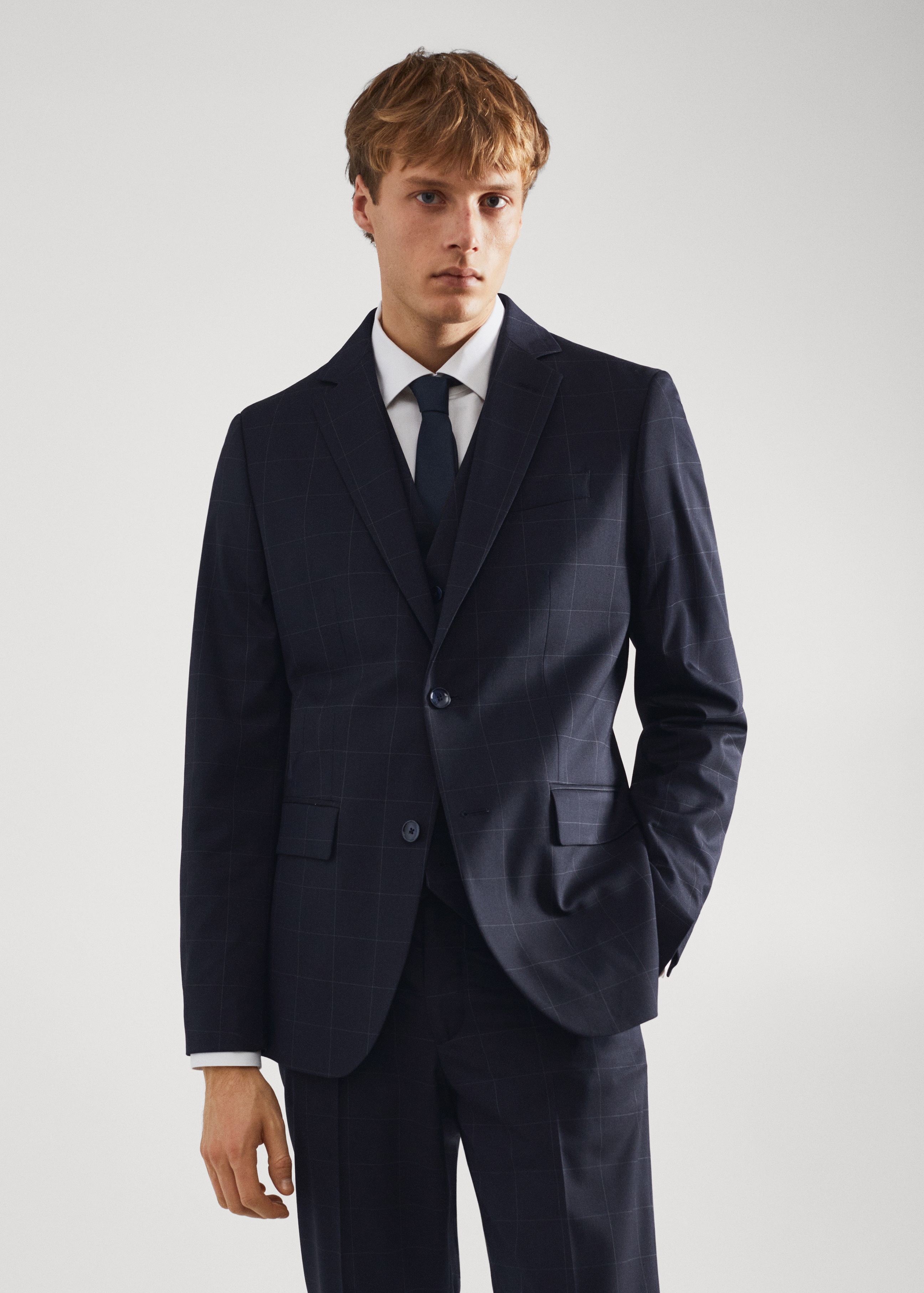 Slim-fit suit blazer - Medium plane