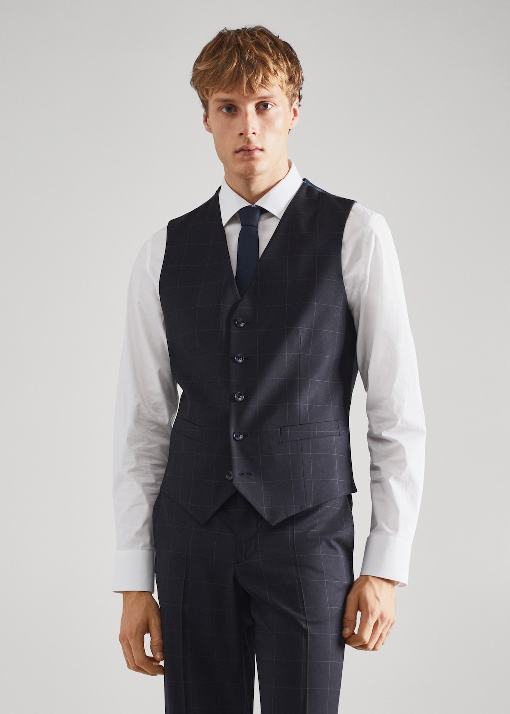 Slim-fit check suit waistcoat - Medium plane