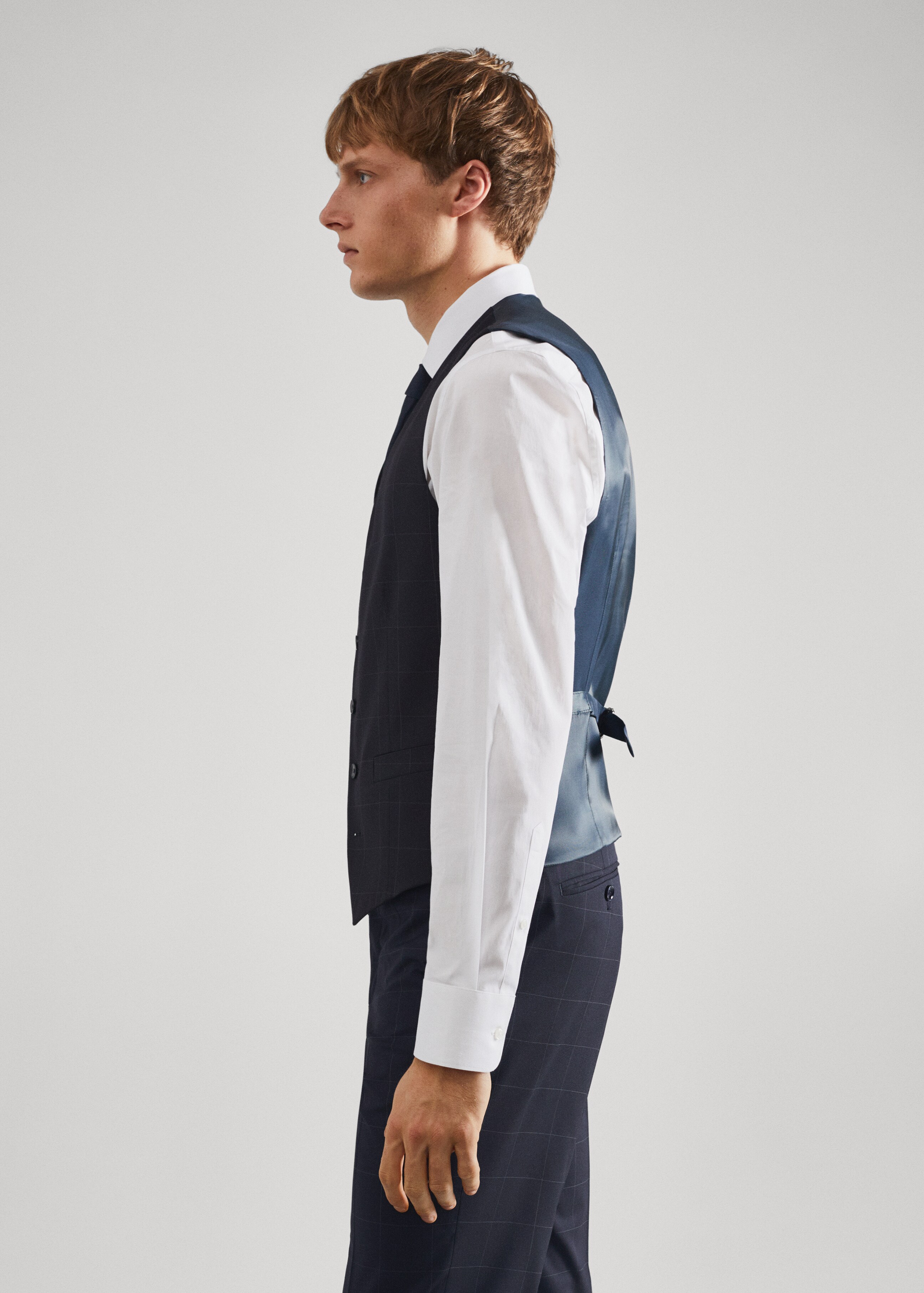 Slim-fit check suit waistcoat - Details of the article 6