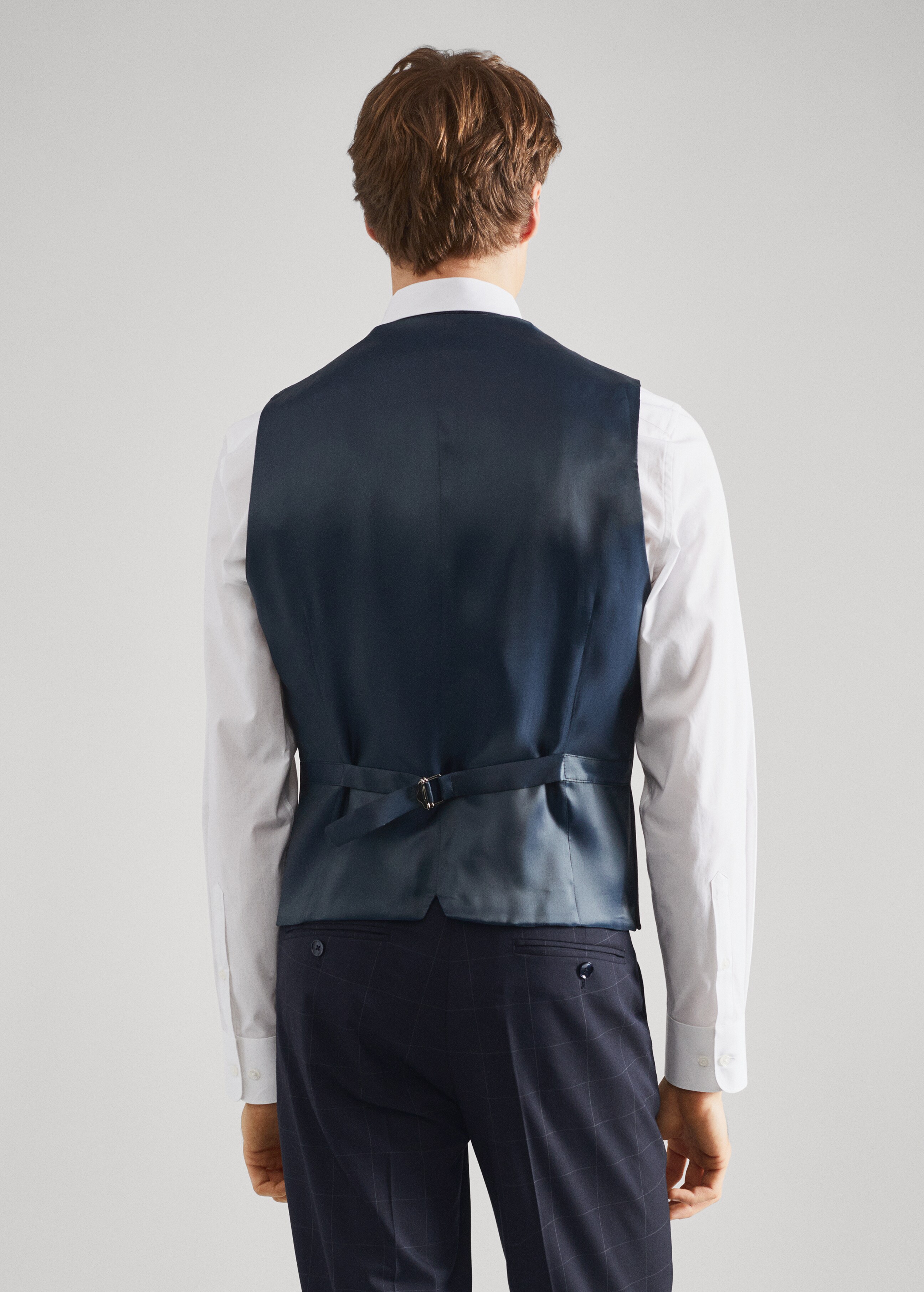 Slim-fit check suit waistcoat - Reverse of the article