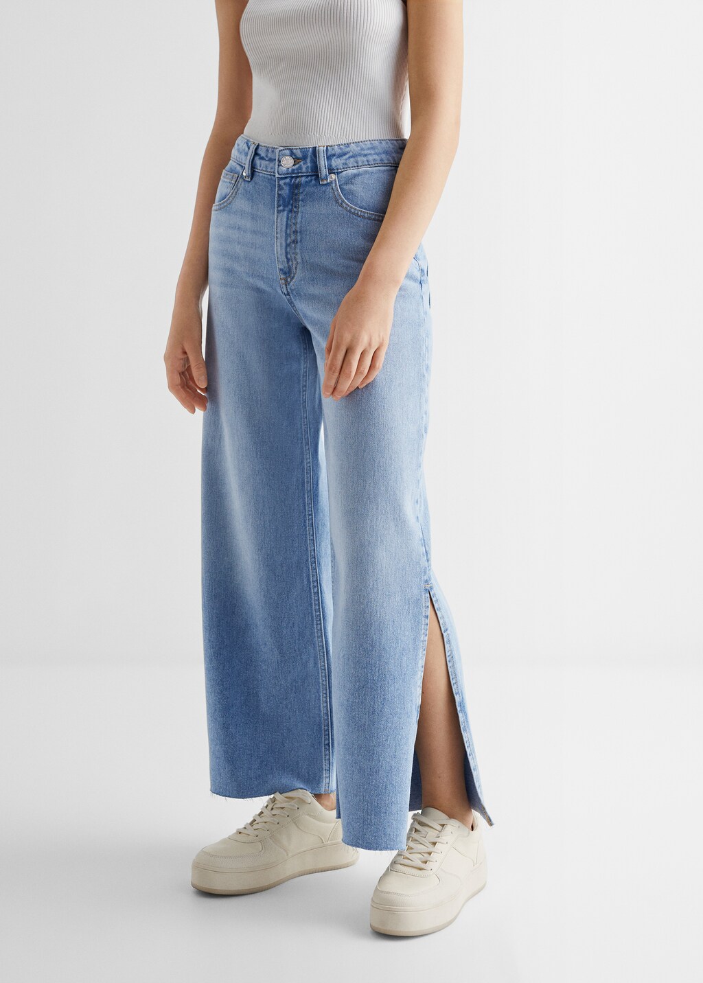 Culotte jeans with openings