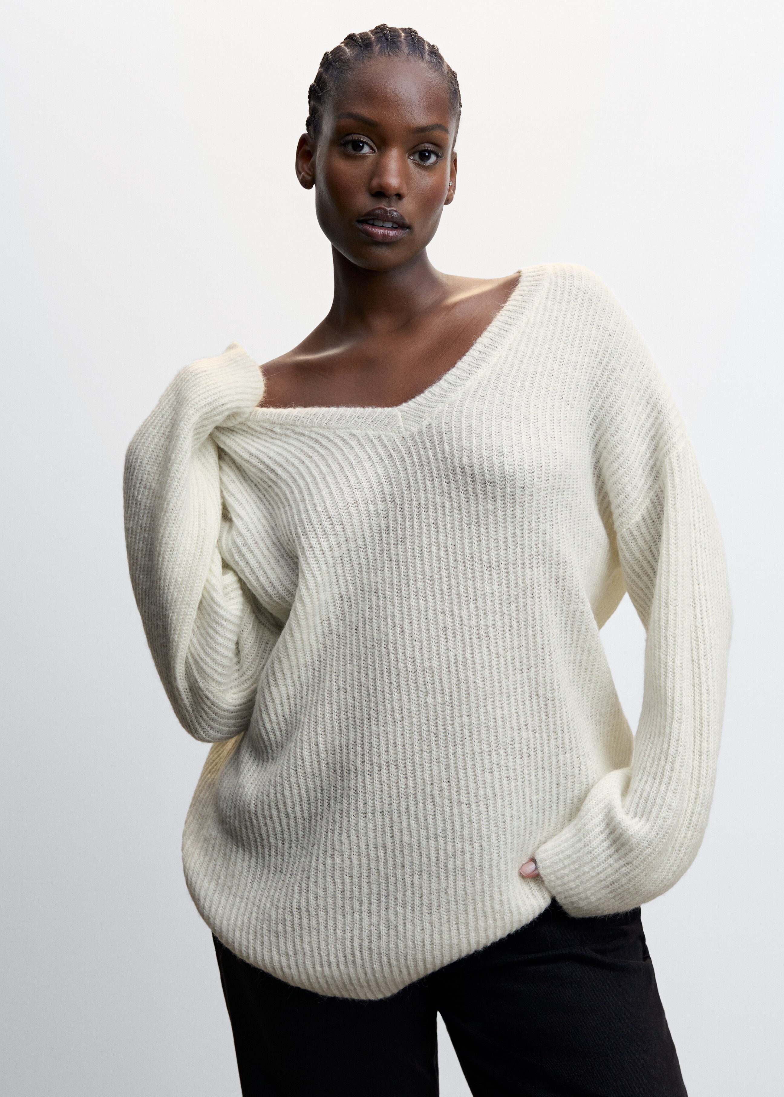 V-neck ribbed knit sweater - Details of the article 5